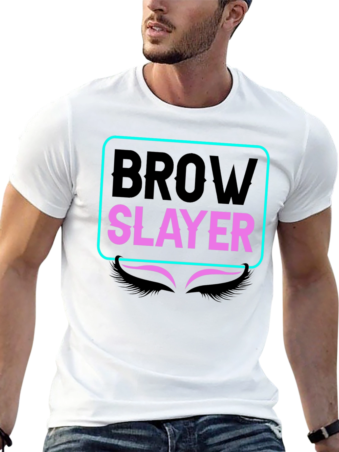 Brow Slayer Graphic Tee - Stylish Eyebrow Design