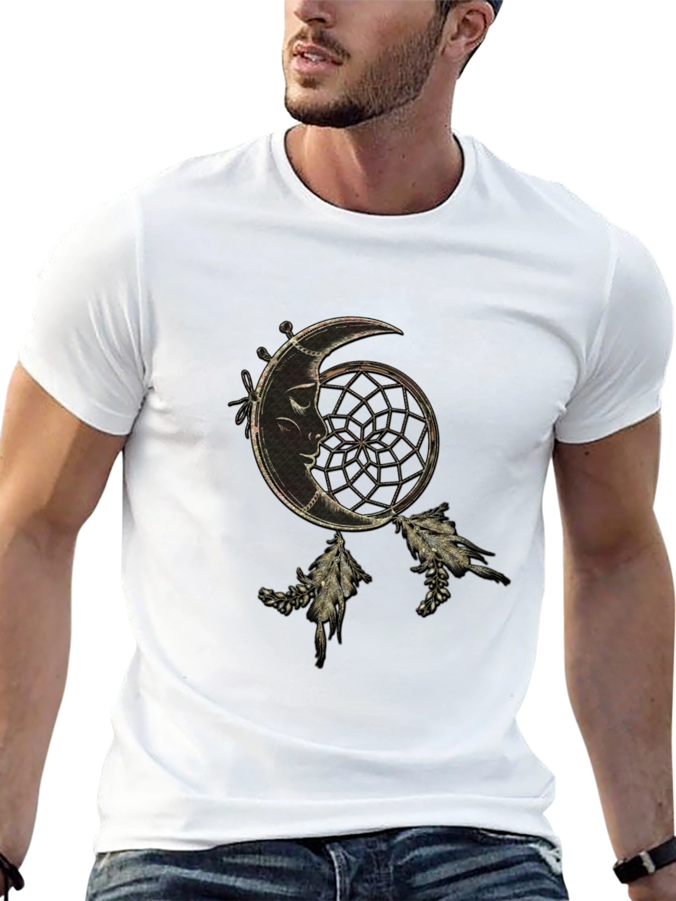 Dreamcatcher Moon Graphic Black T-Shirt