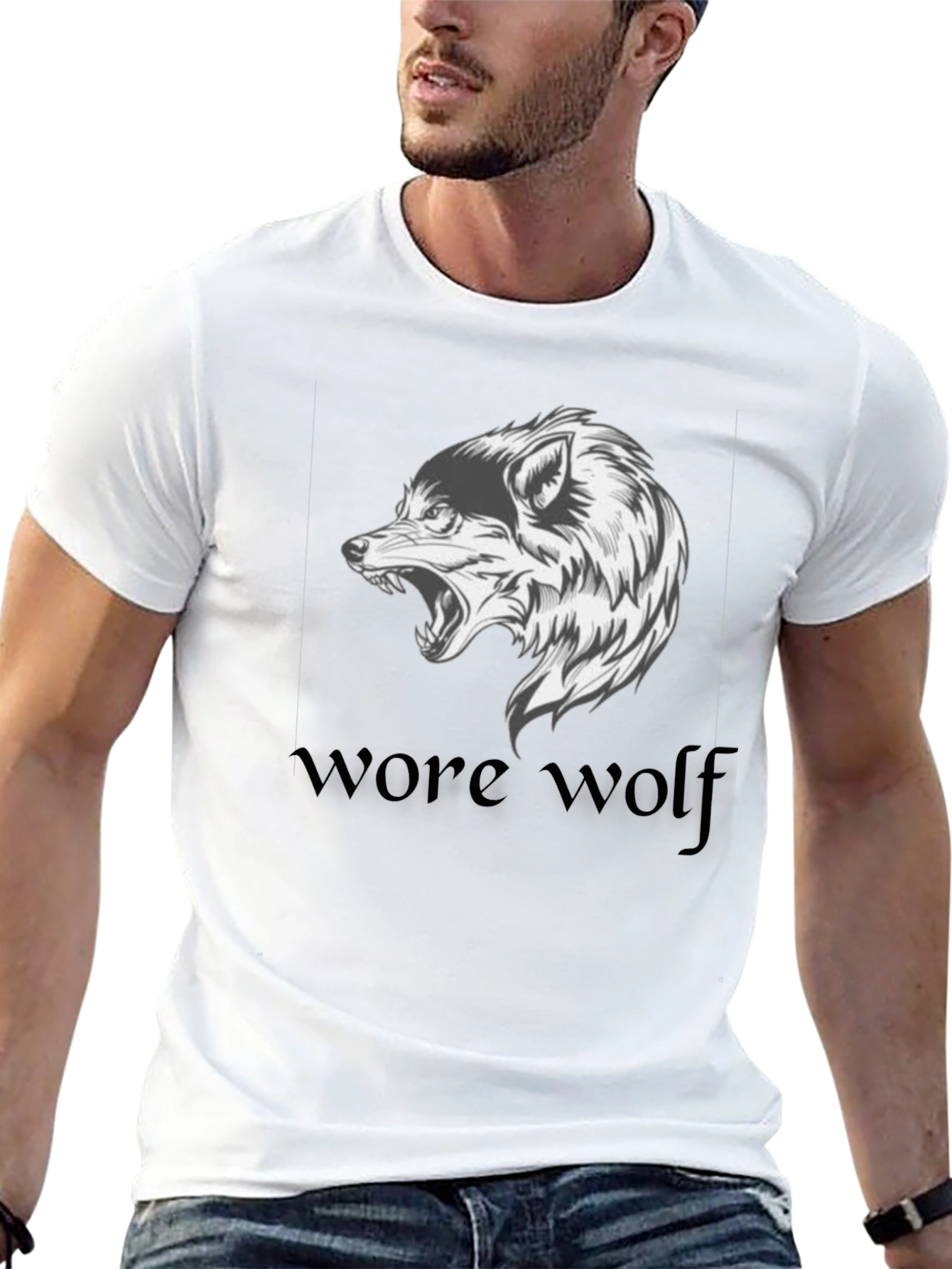 Werewolf Graphic Tee - Black Cotton T-Shirt