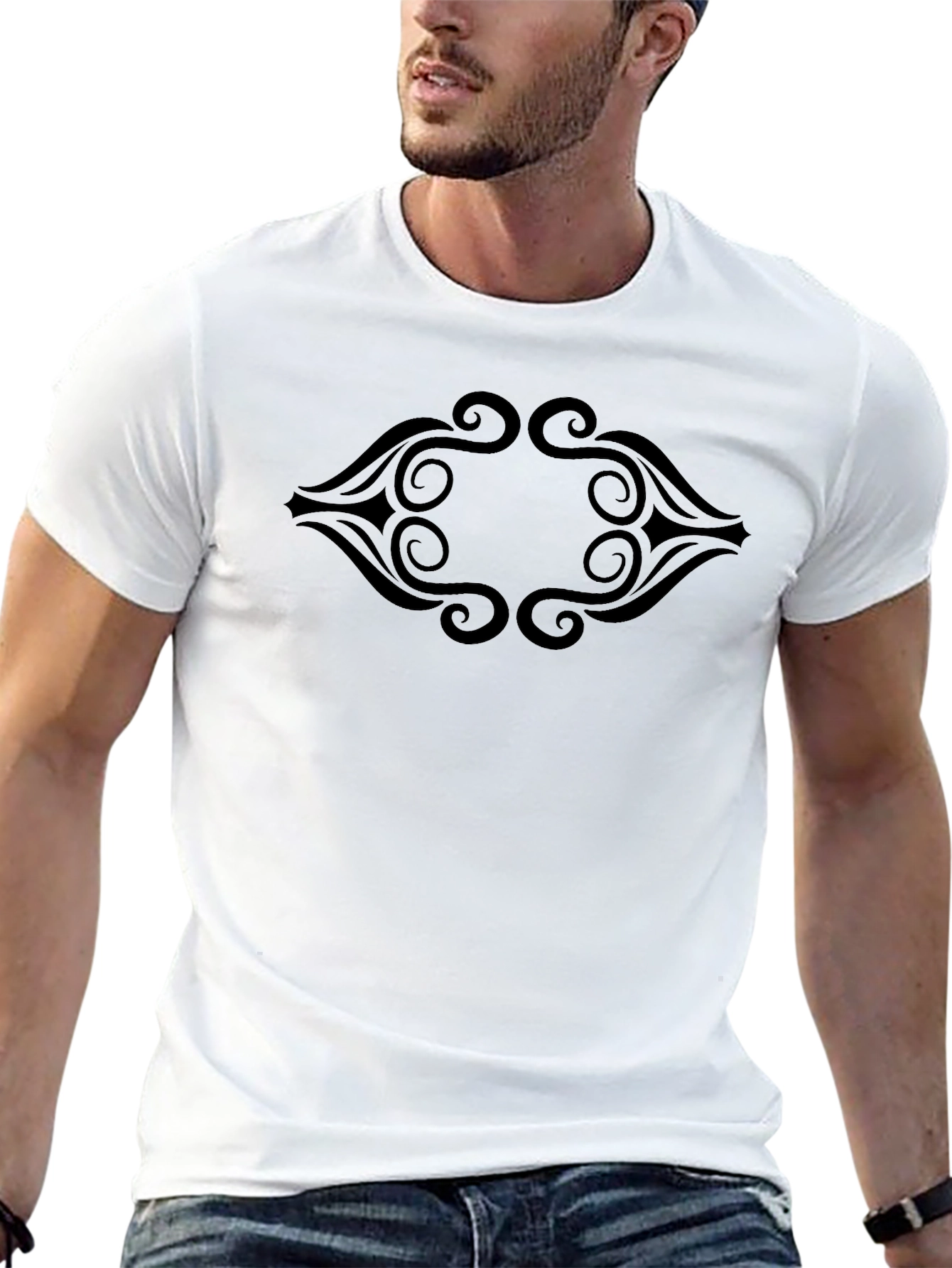 Tribal Swirl Graphic Black T-Shirt