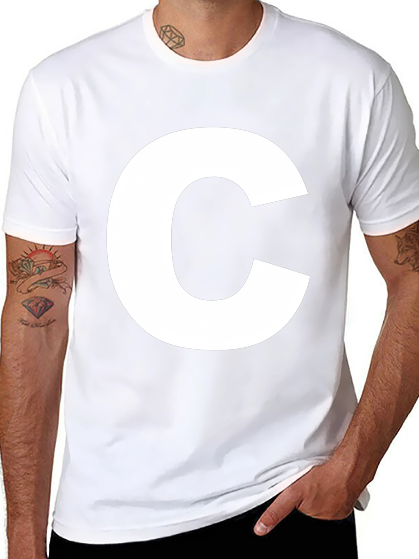 Statement C Black T-Shirt: Bold & Casual