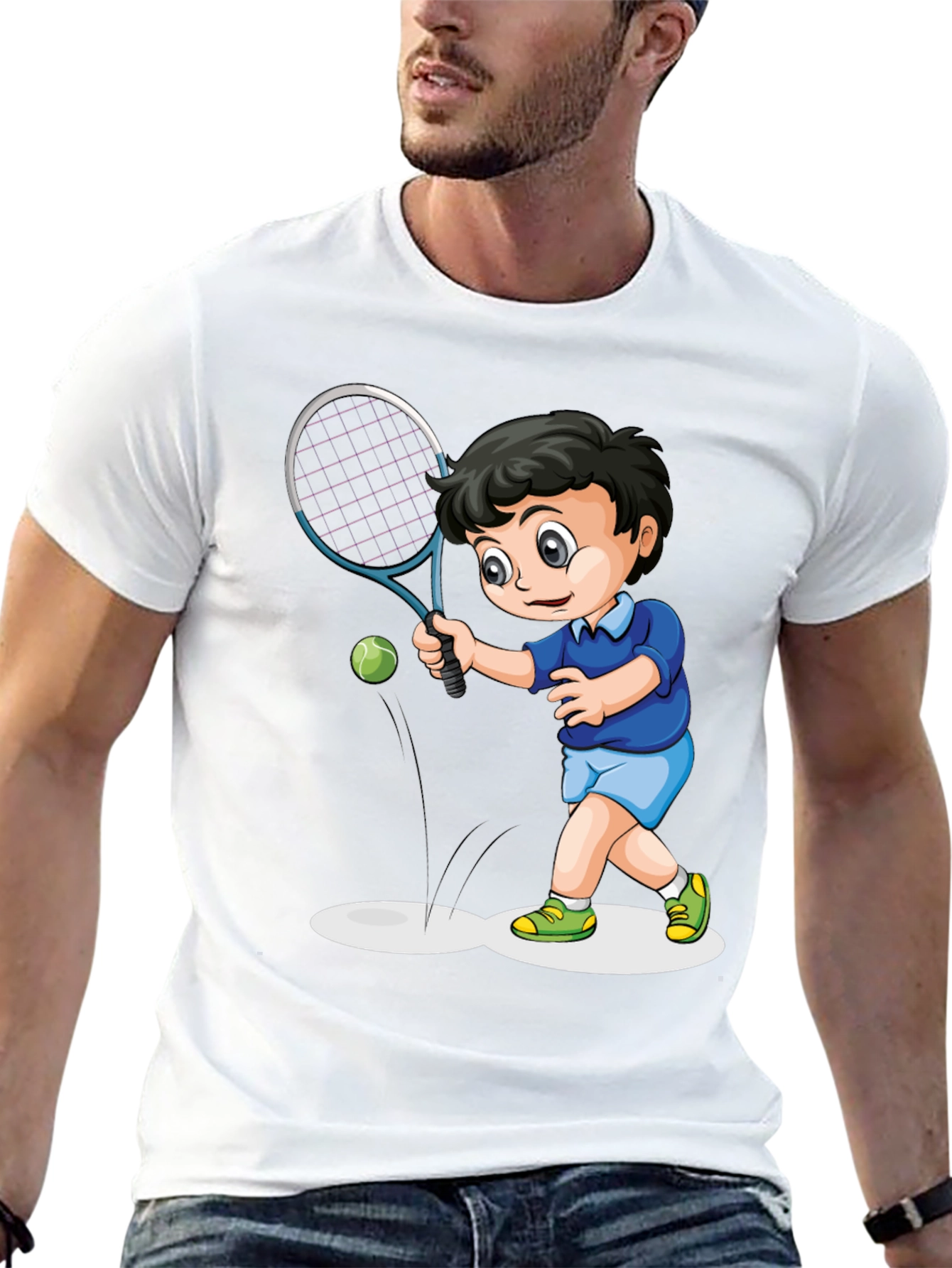 Boy Tennis Cartoon T-Shirt
