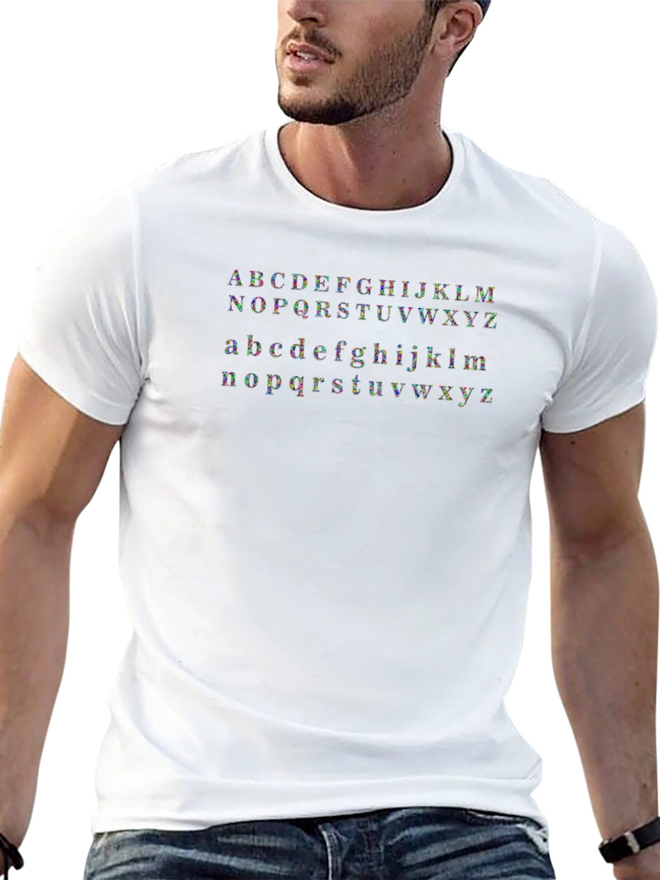 Alphabet Graphic Print Black Casual Tee