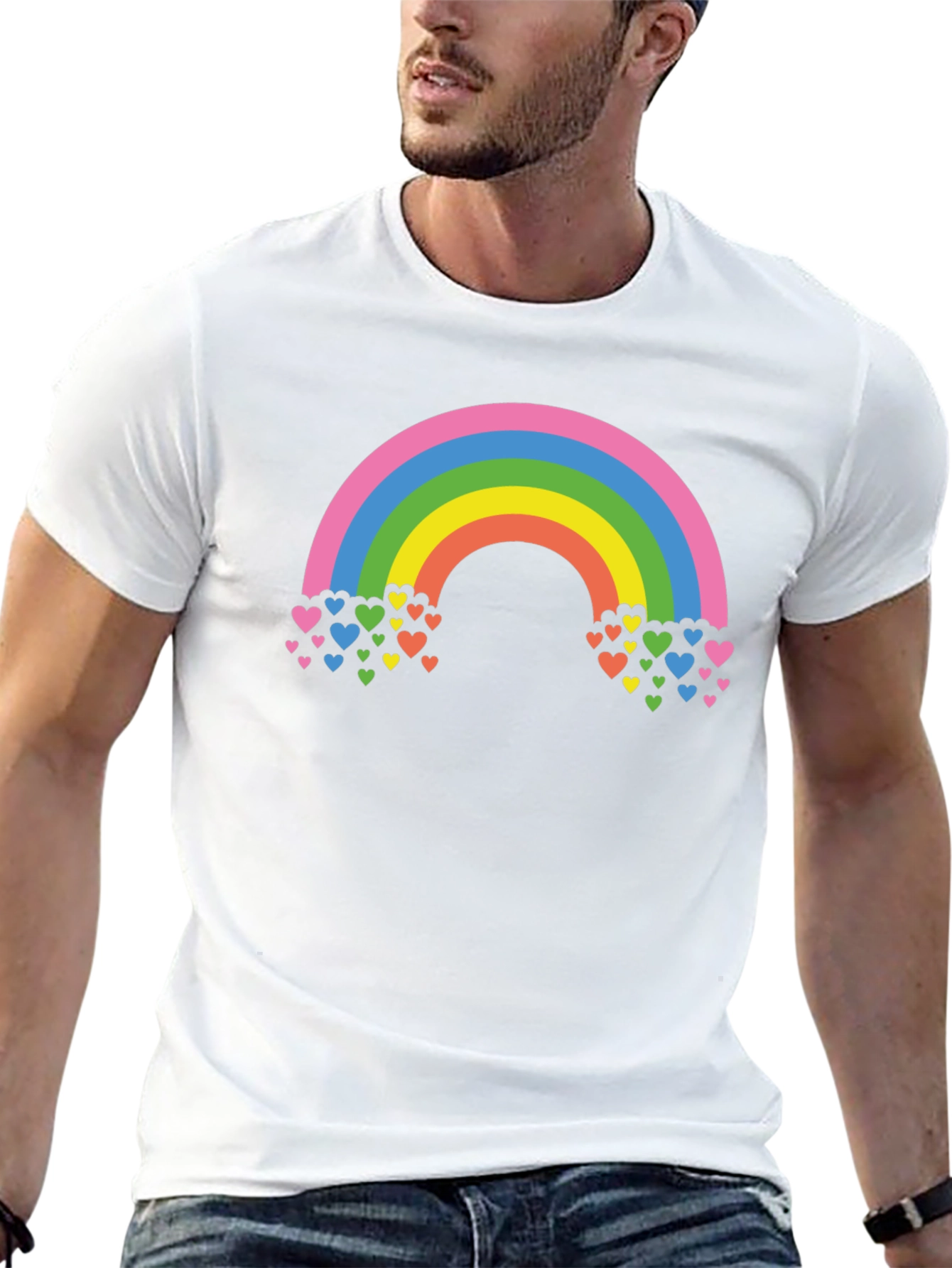 Rainbow Hearts Graphic T-Shirt - Black