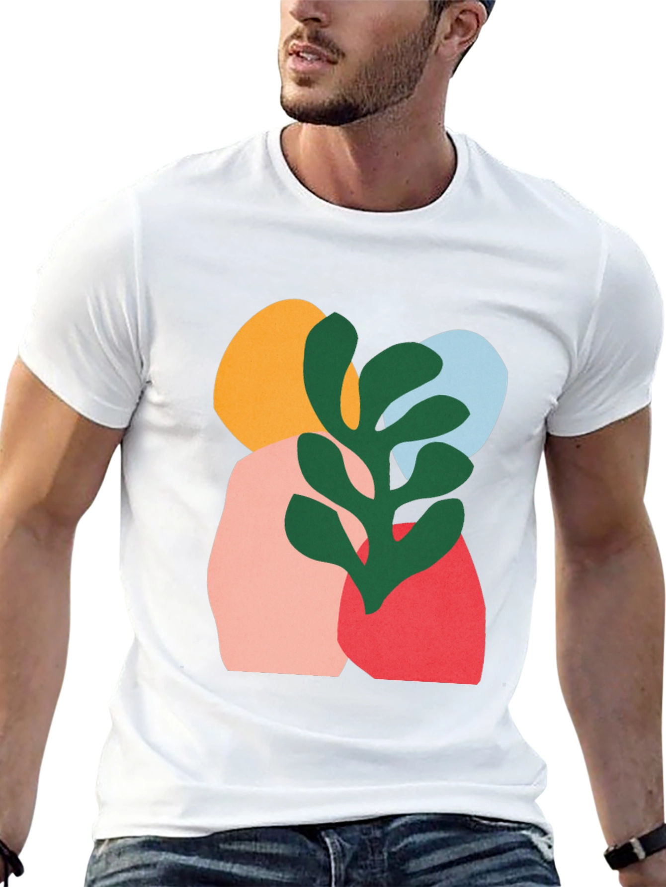 Modern Abstract Graphic Print Black T-Shirt