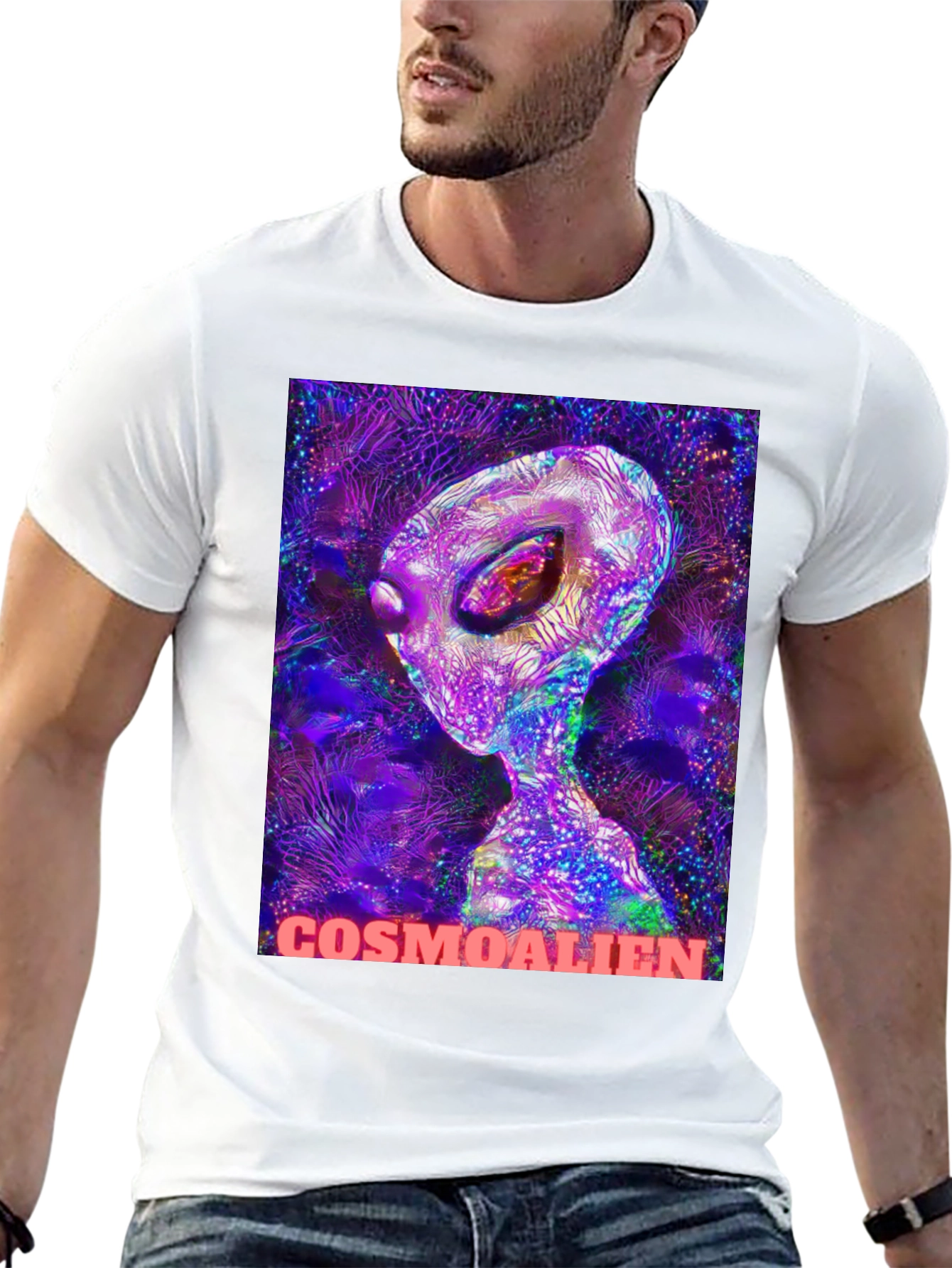 Cosmoalien Graphic T-Shirt - Black Crew Neck Tee