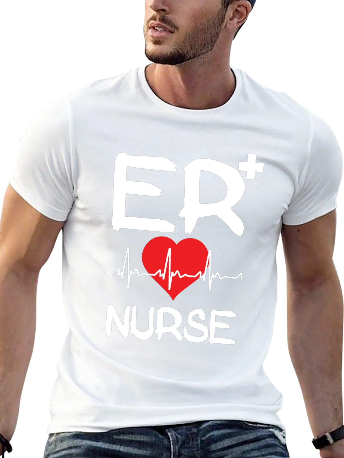 ER Nurse T-Shirt: Heartbeat Design Emergency Room Apparel