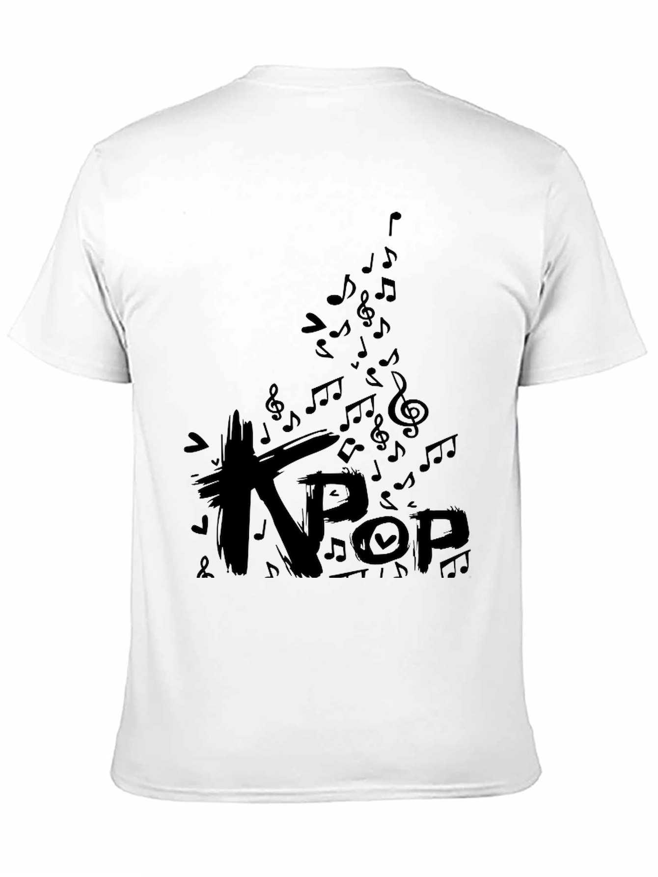 K-Pop Music Notes Black Graphic T-Shirt