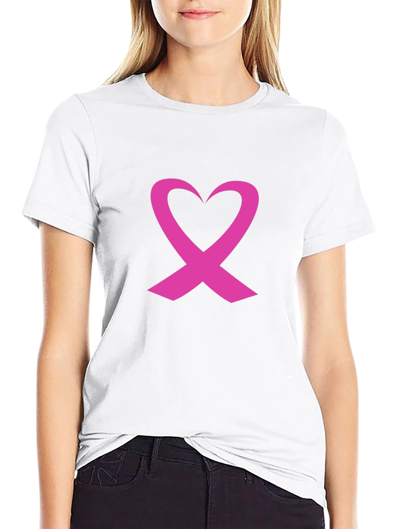 Pink Ribbon Heart T-Shirt - Breast Cancer Awareness