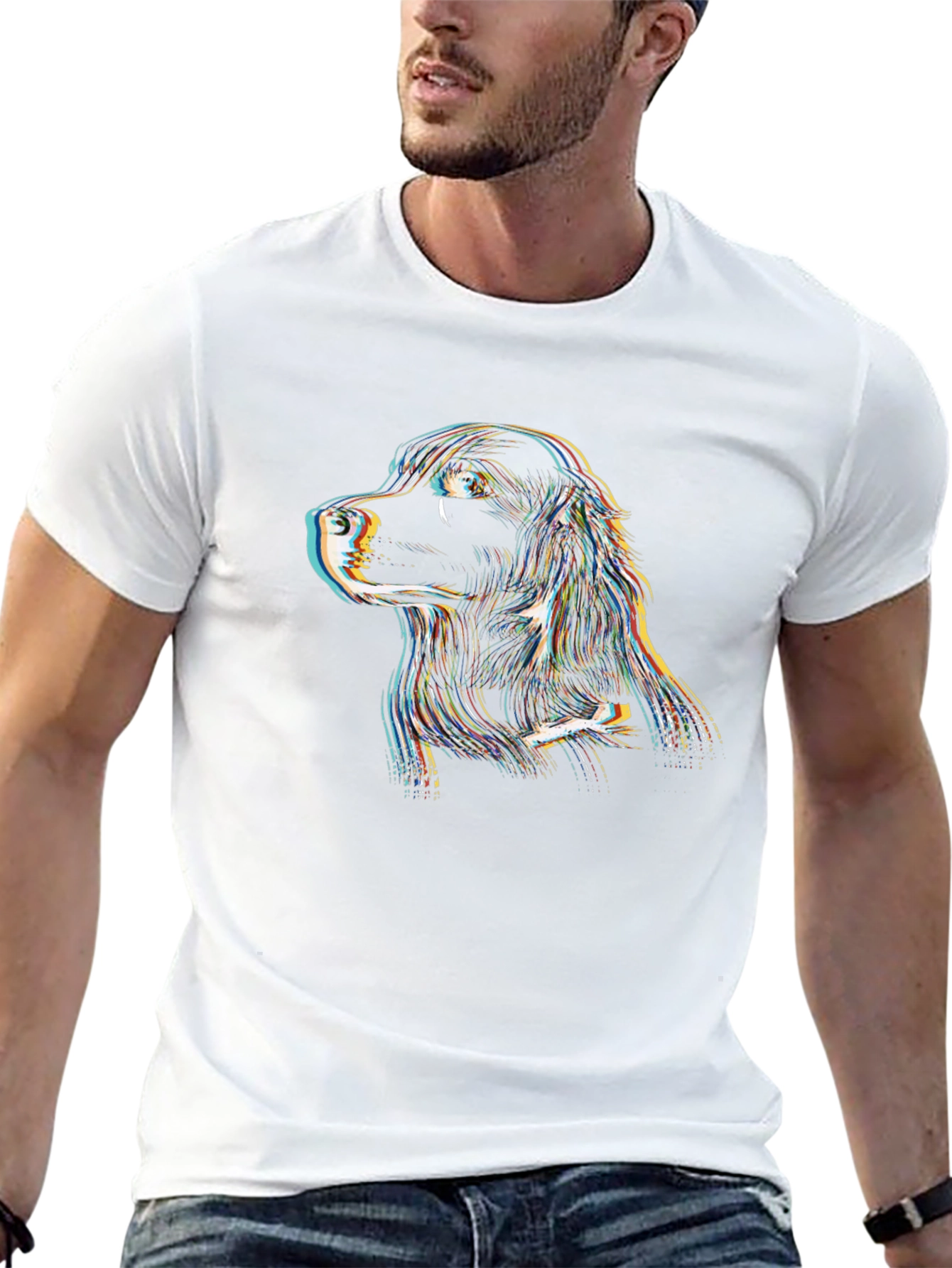 Dog Portrait Graphic Tee - Black