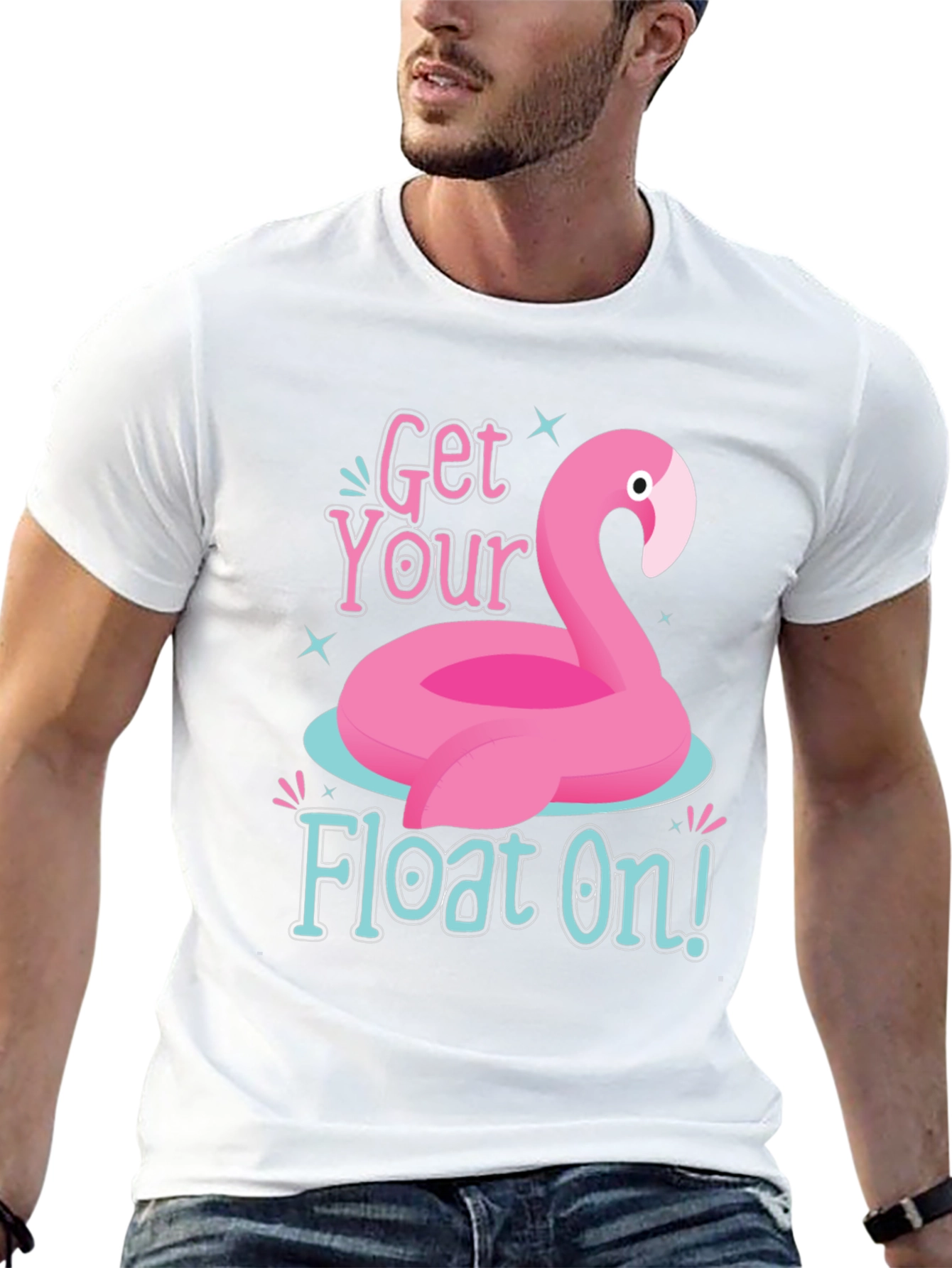 Funny Flamingo Float On Graphic T-Shirt