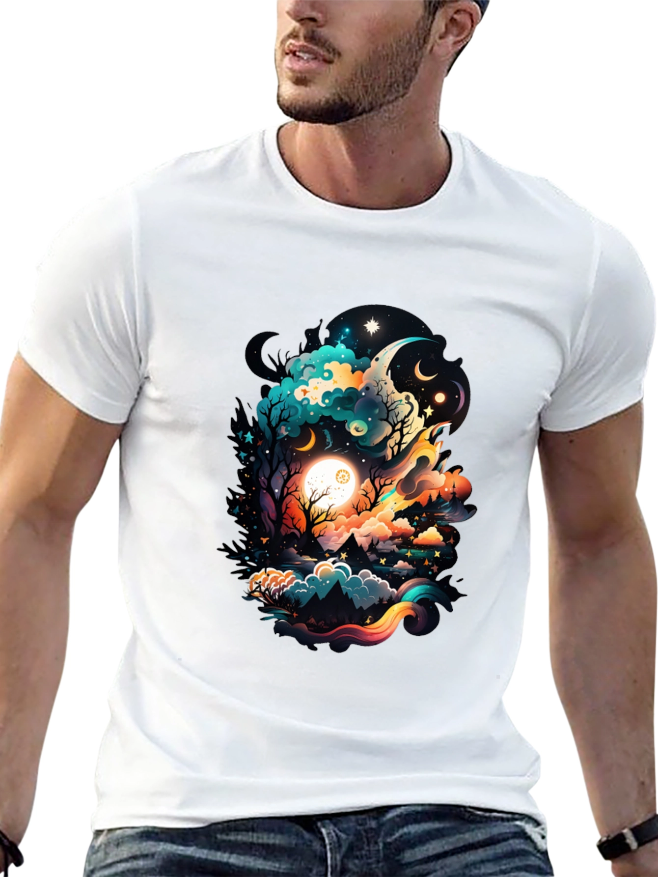 Cosmic Dreamscape Graphic Tee - Black