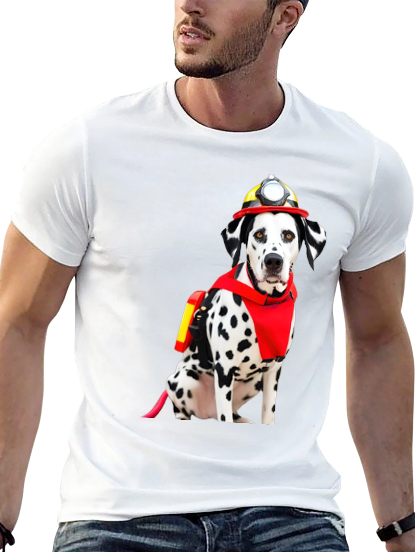 Firefighter Dalmatian Dog Graphic T-Shirt