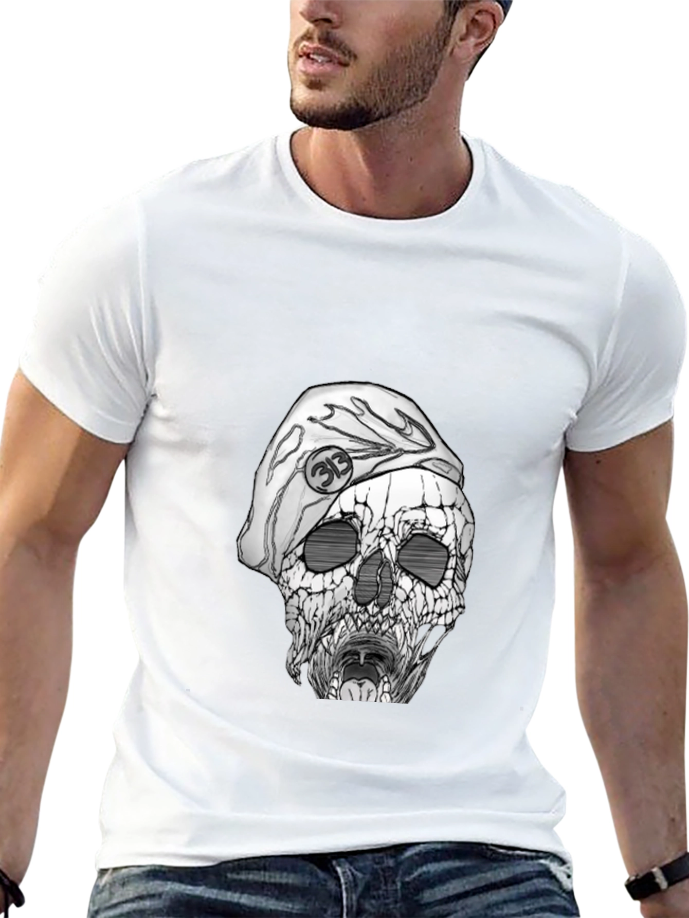Skull with Beret Graphic Tee
