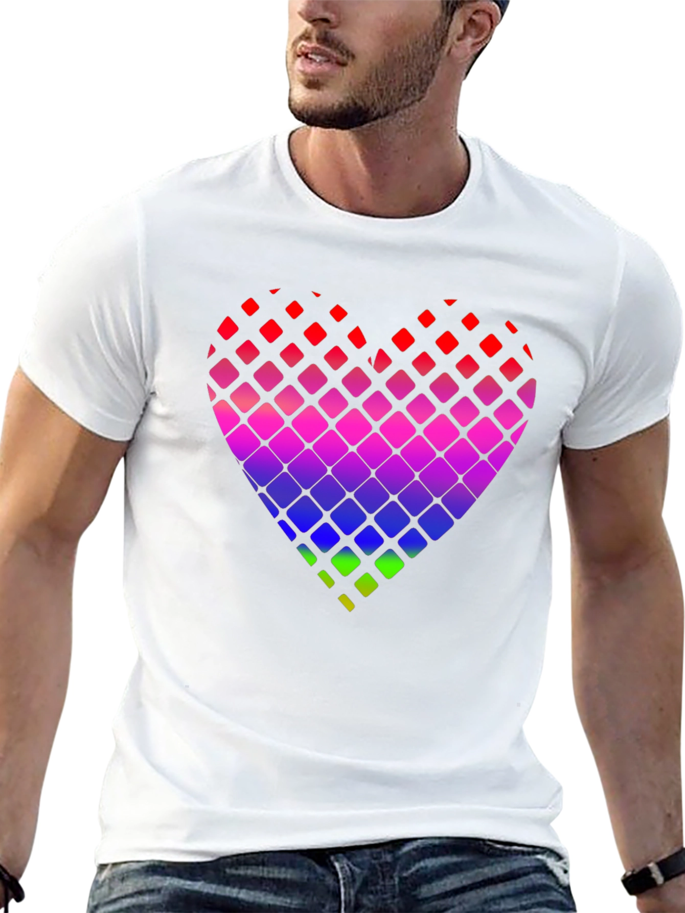 Rainbow Pixel Heart Graphic Tee