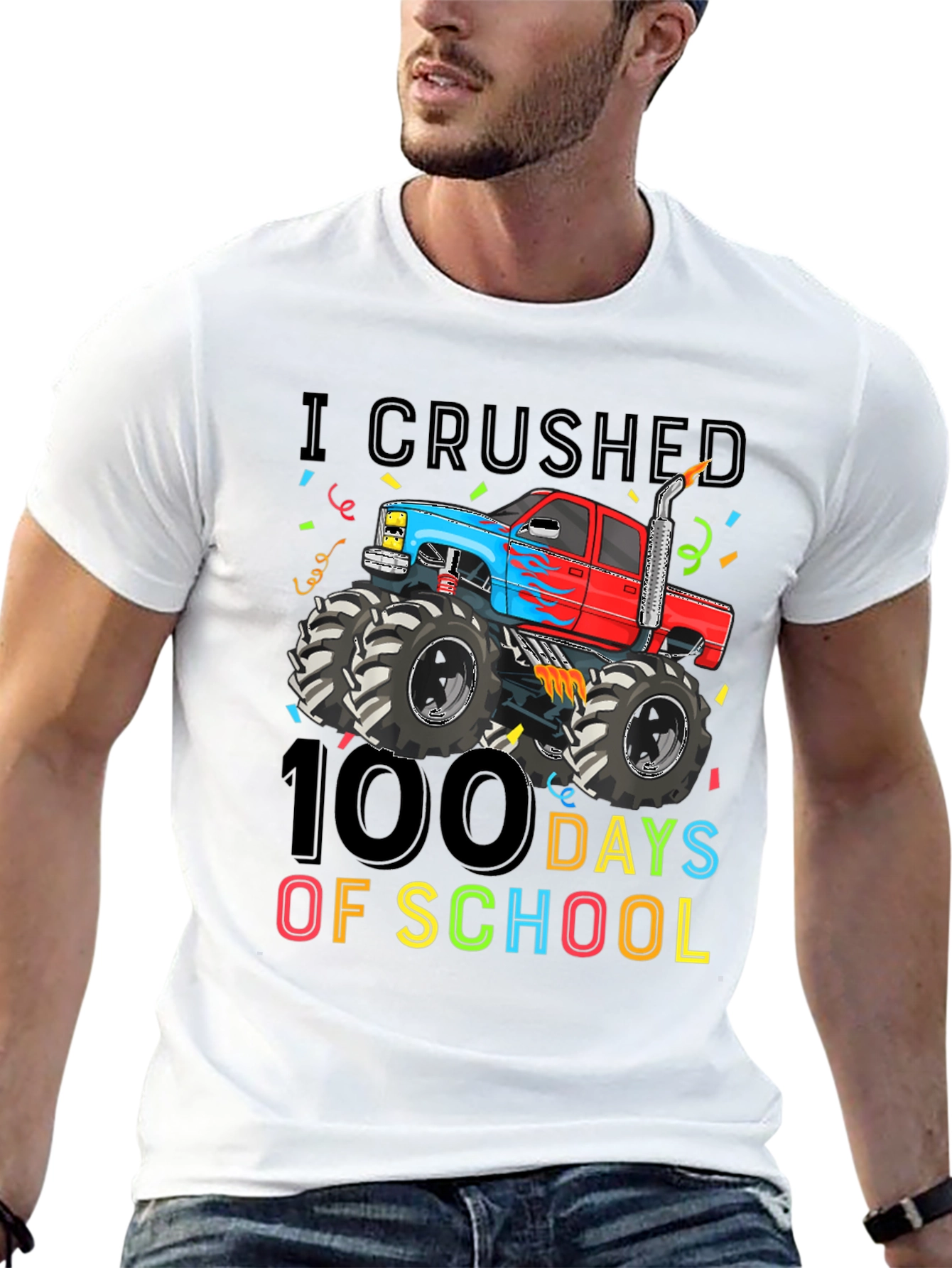 I Crushed 100 Days of School Monster Truck T-Shirt