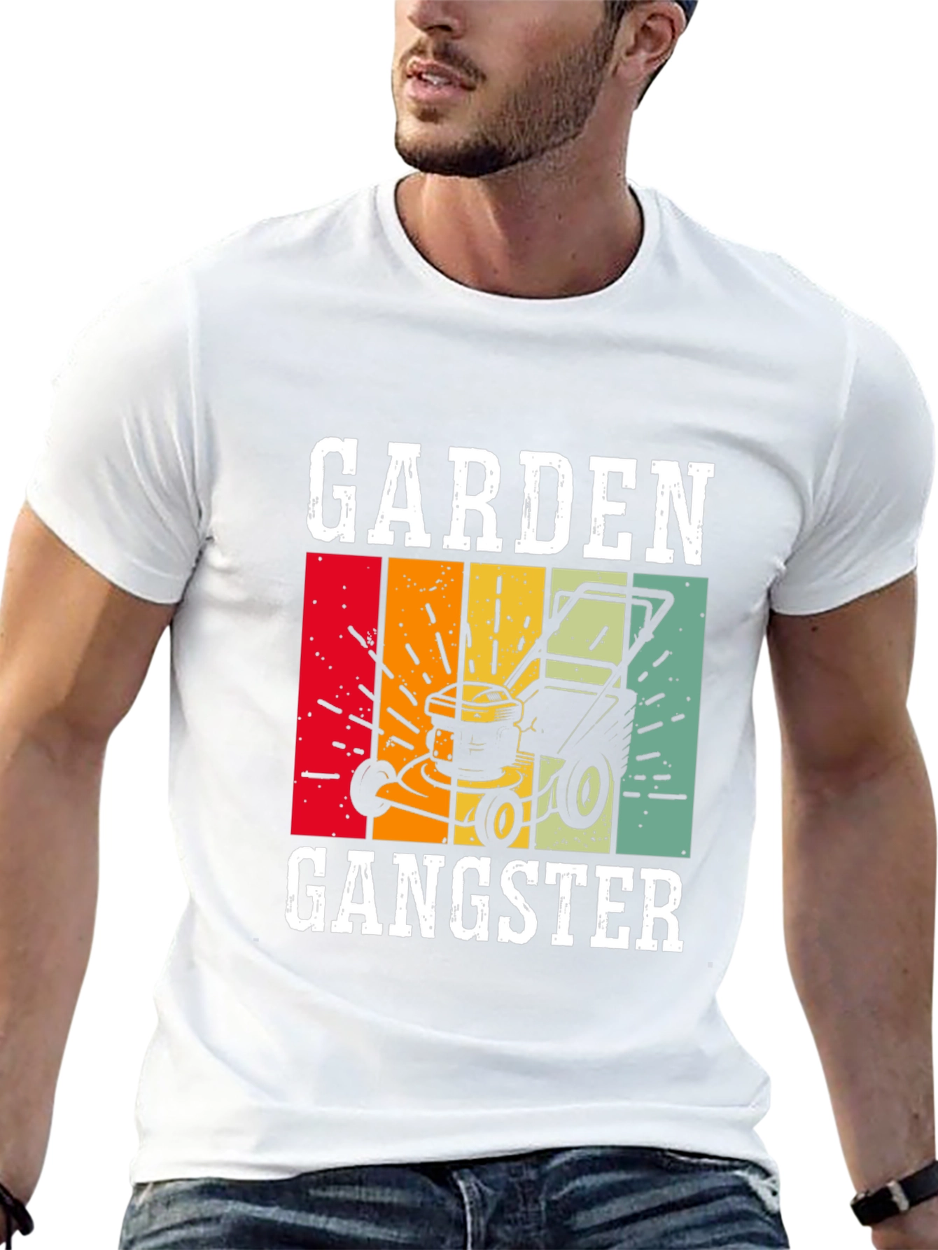 Garden Gangster Graphic T-Shirt - Retro Lawn Mower Design
