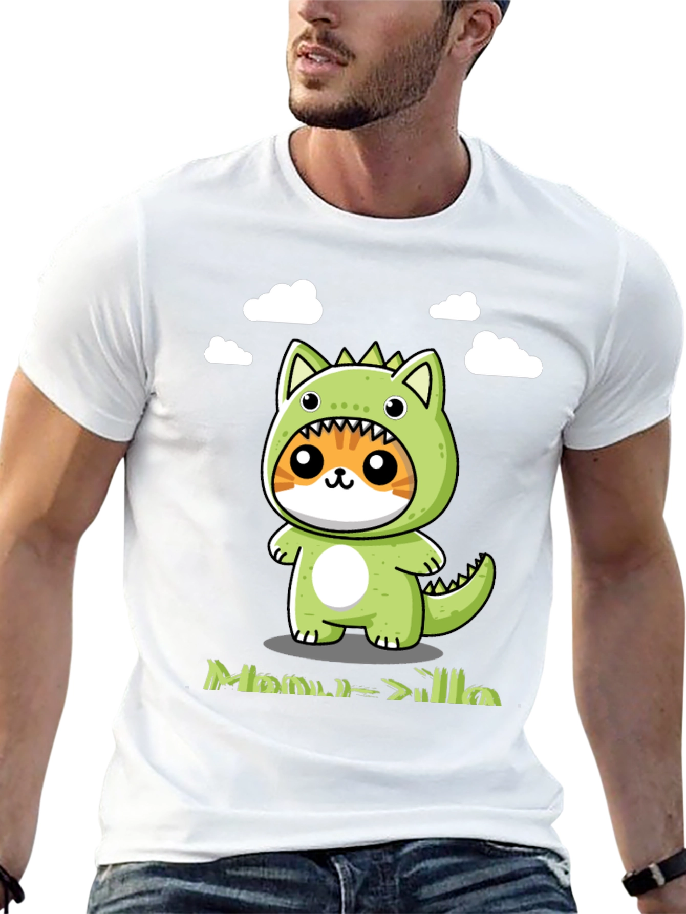 Cute Cat Dinosaur Graphic Tee - Unisex