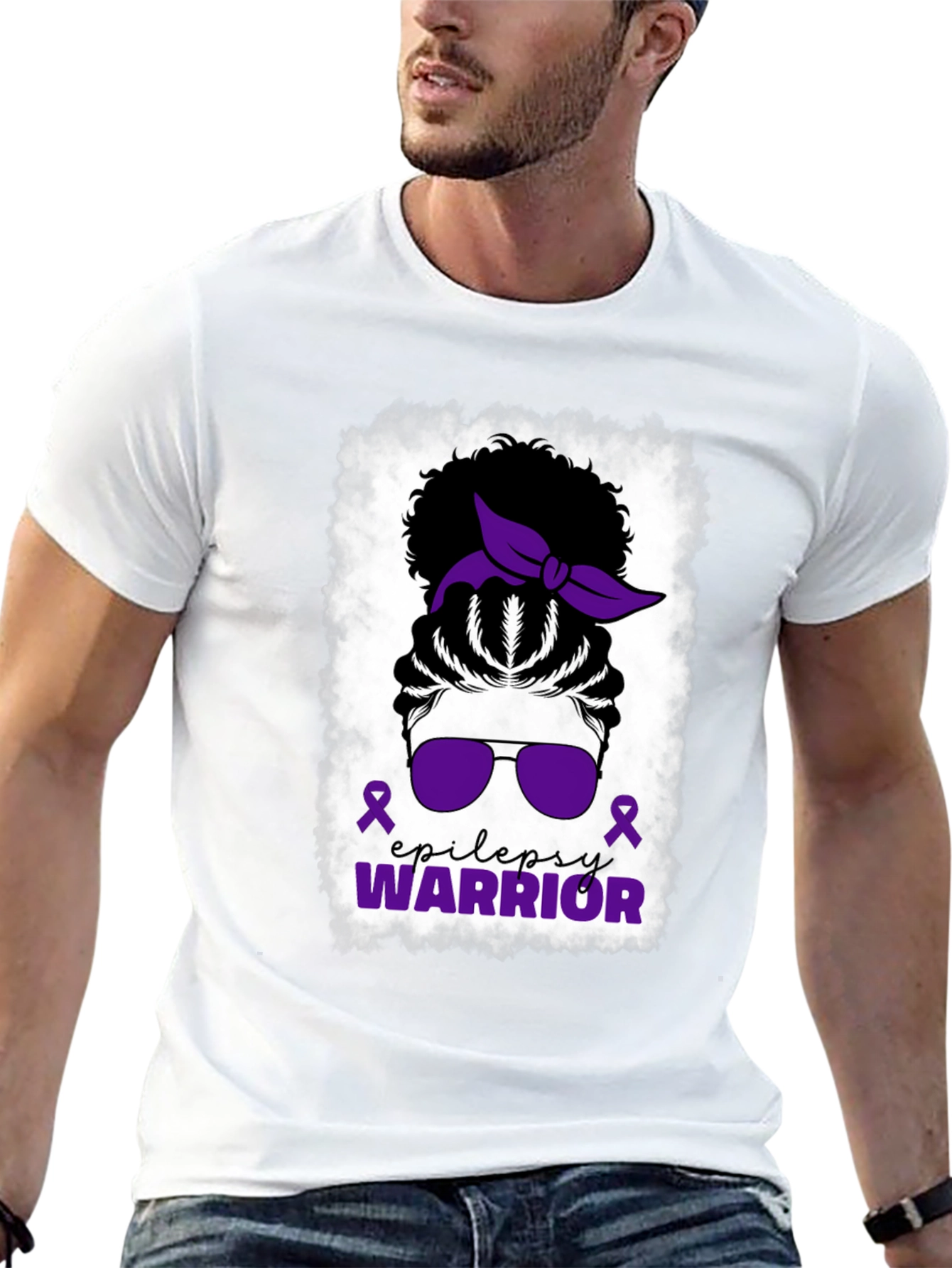 Epilepsy Warrior Messy Bun T-Shirt
