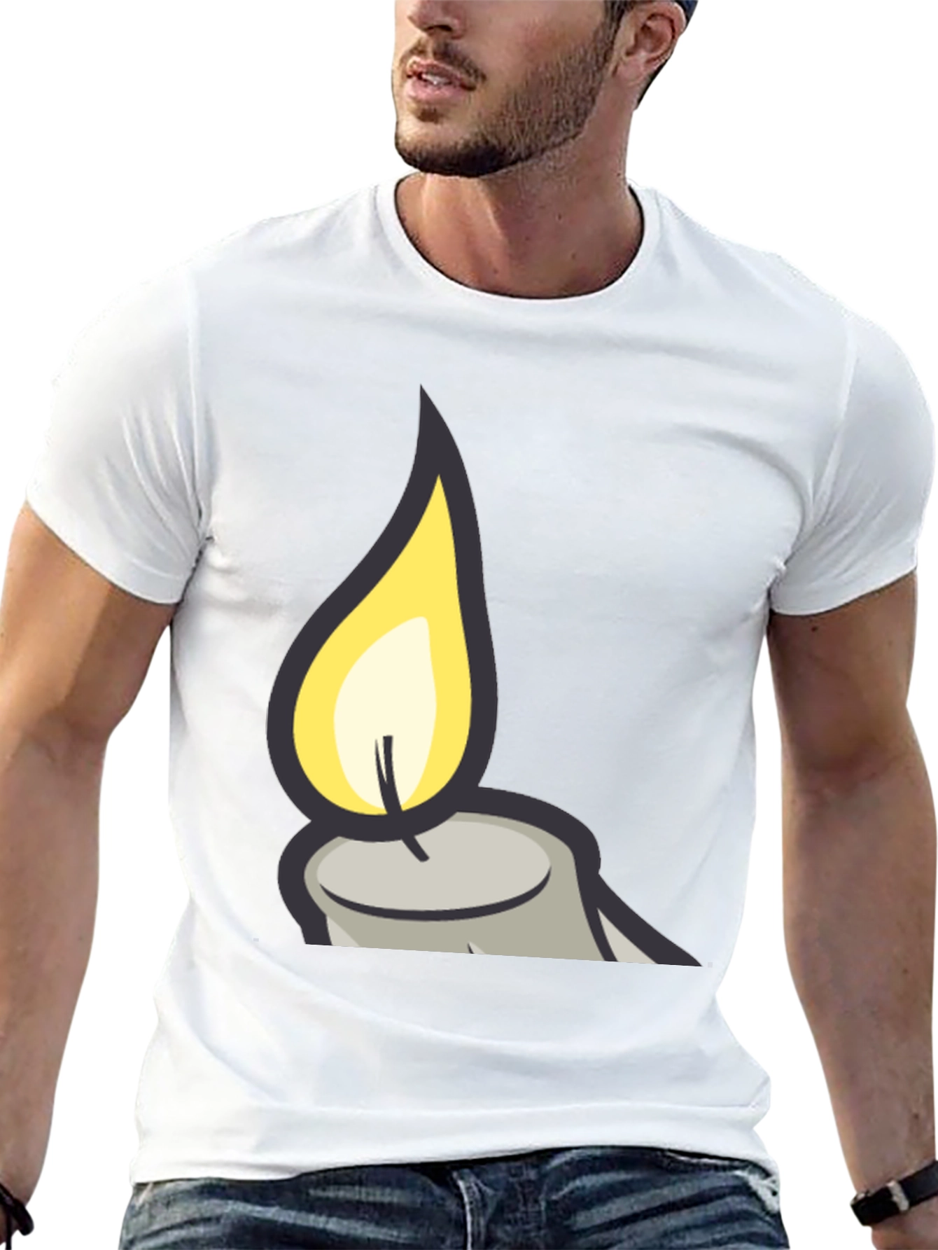 Candle Flame Graphic Black T-Shirt