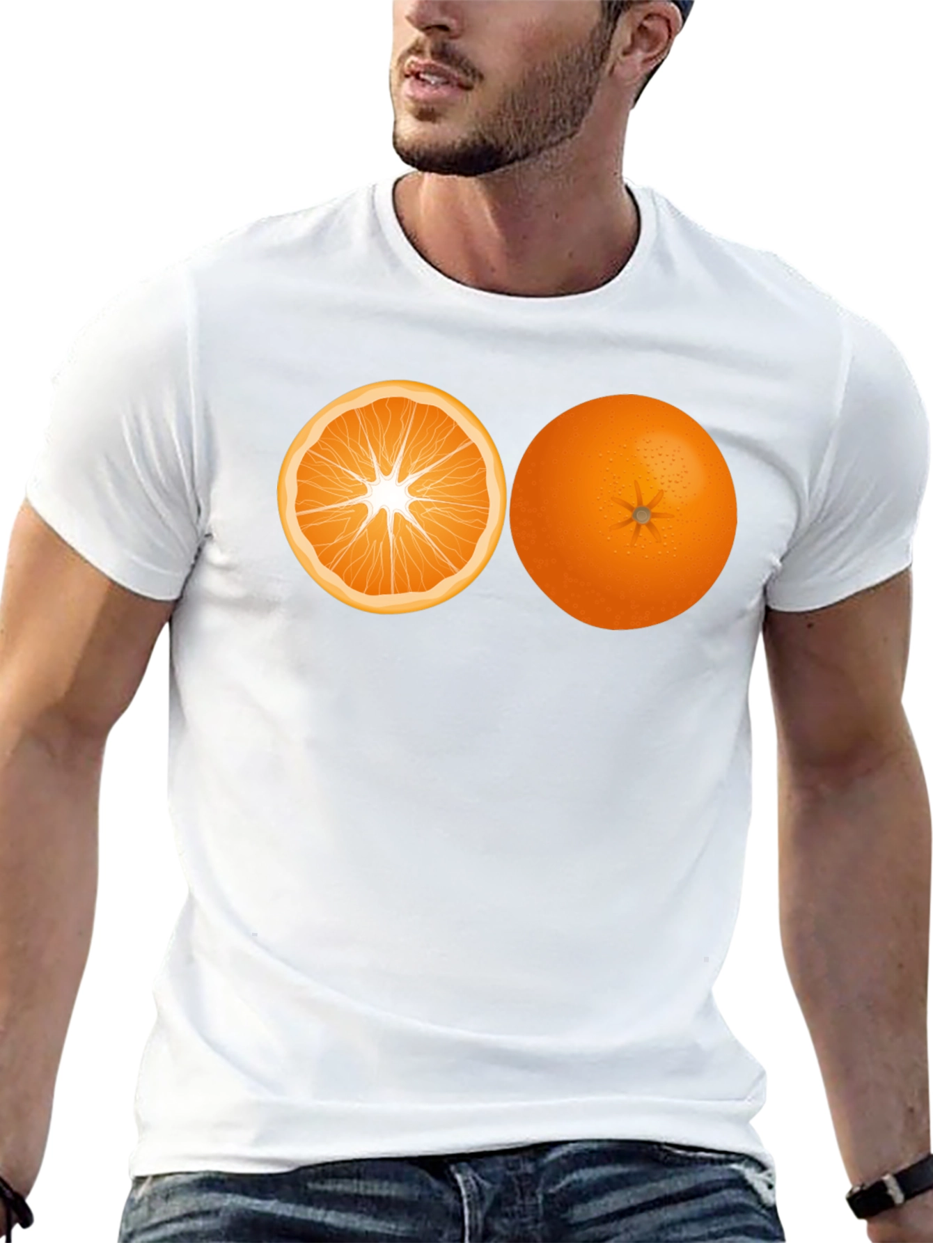 Orange Graphic T-Shirt - Fruit Design Tee