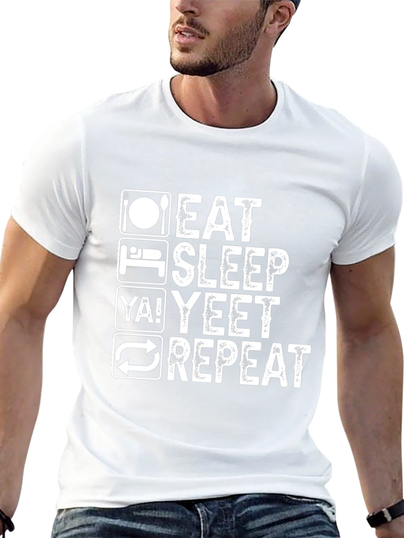 Eat Sleep YA! Yeet Repeat Black Graphic Tee