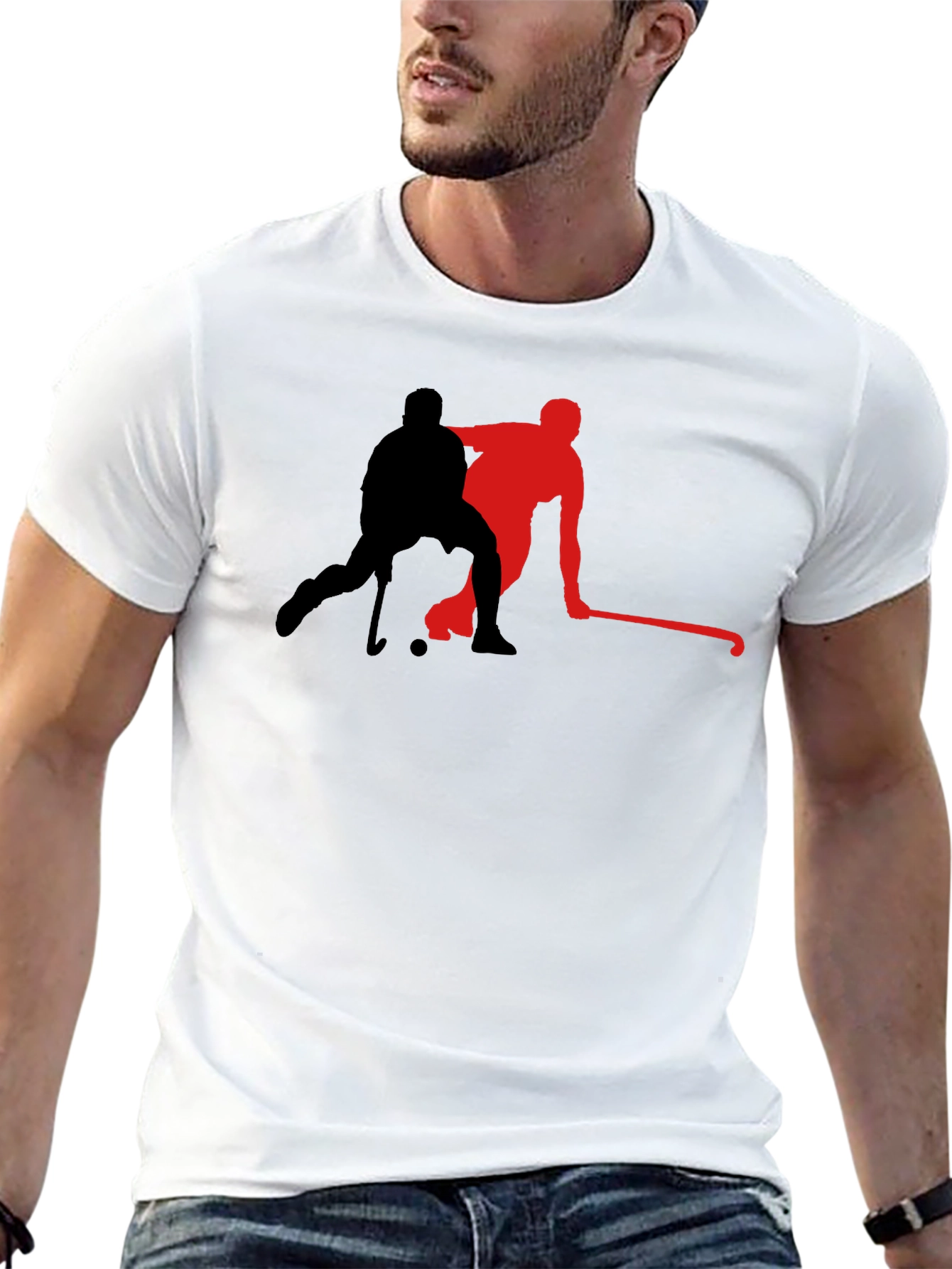 Hockey Player Graphic Tee - Black