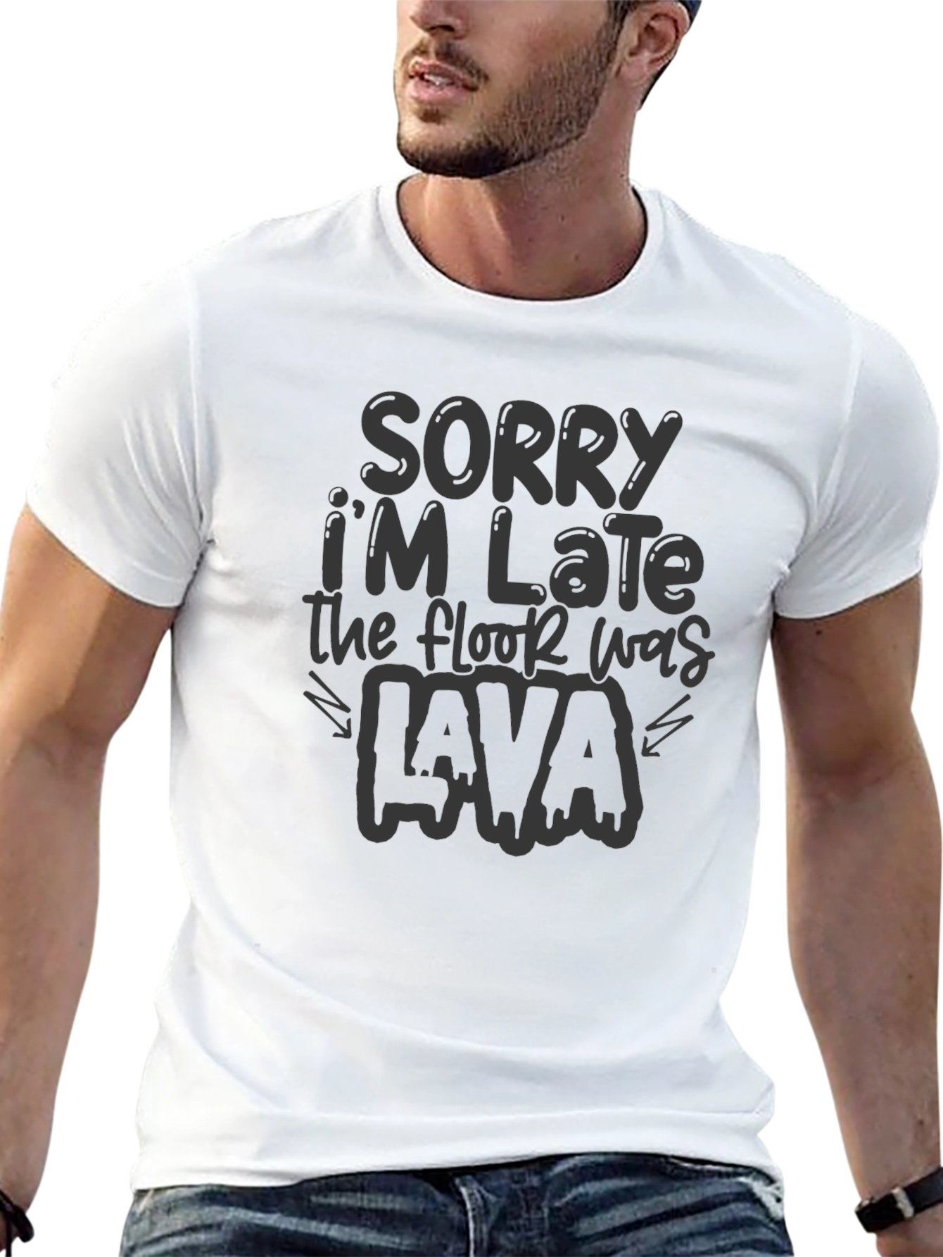 Sorry Im Late Lava Black Graphic Tee