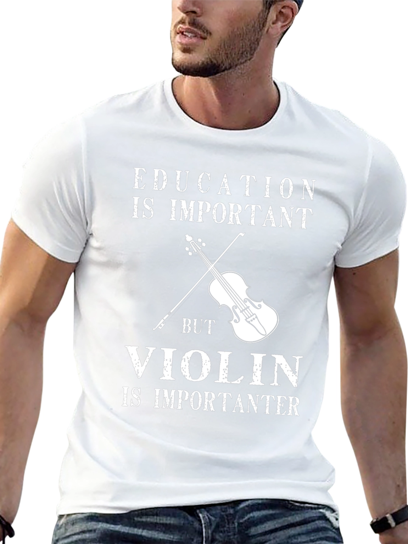Education vs Violin Funny T-Shirt