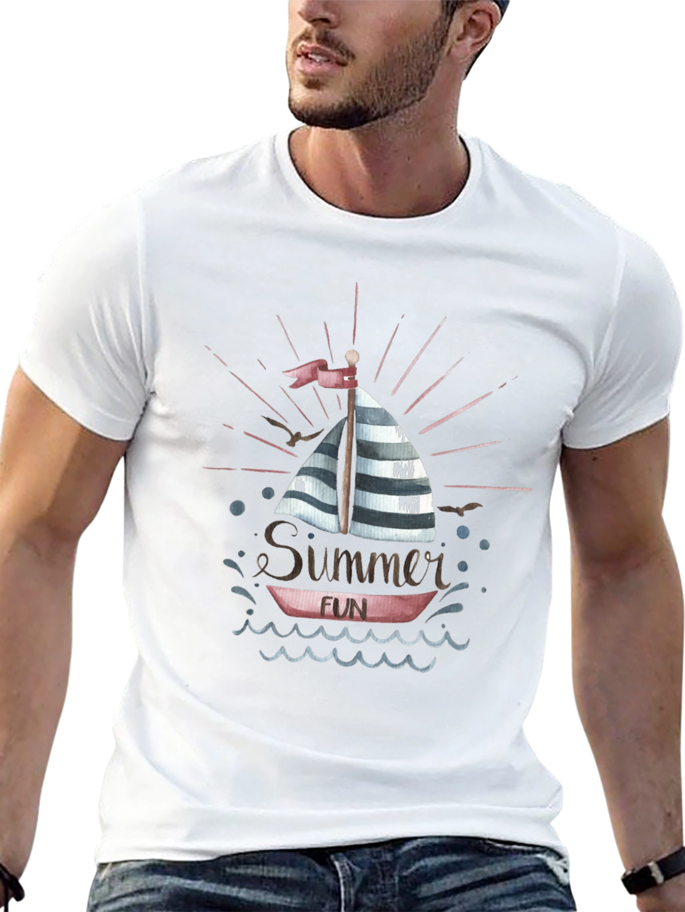 Summer Fun Boat Graphic T-Shirt