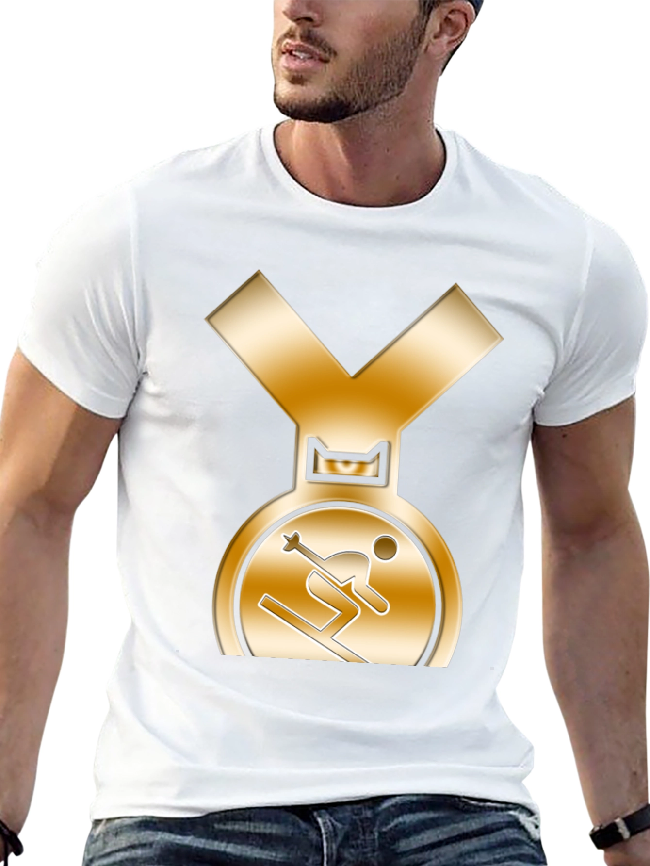 Gold Medal Skier Black T-Shirt