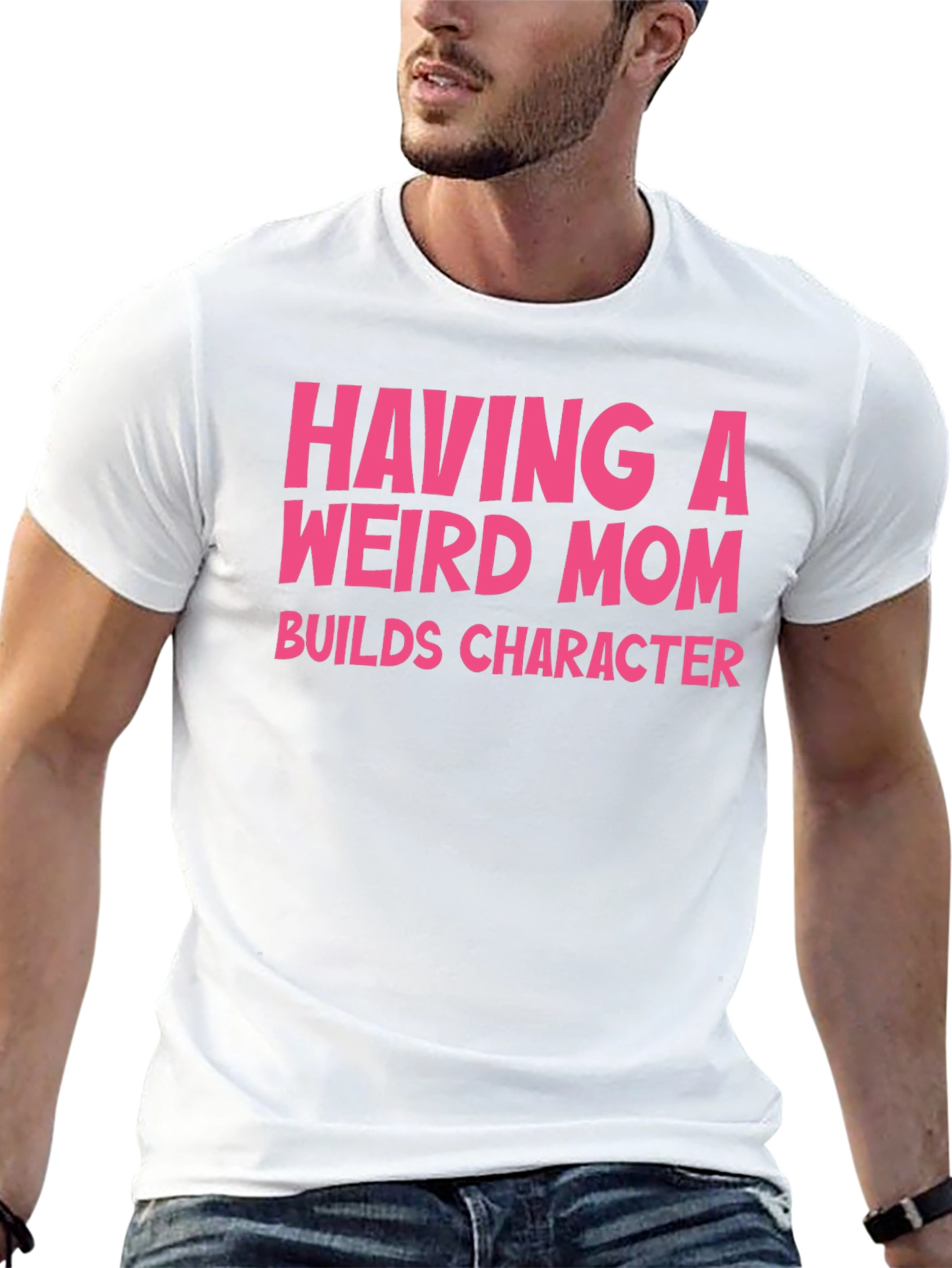 Funny Weird Mom T-Shirt Pink Text Design