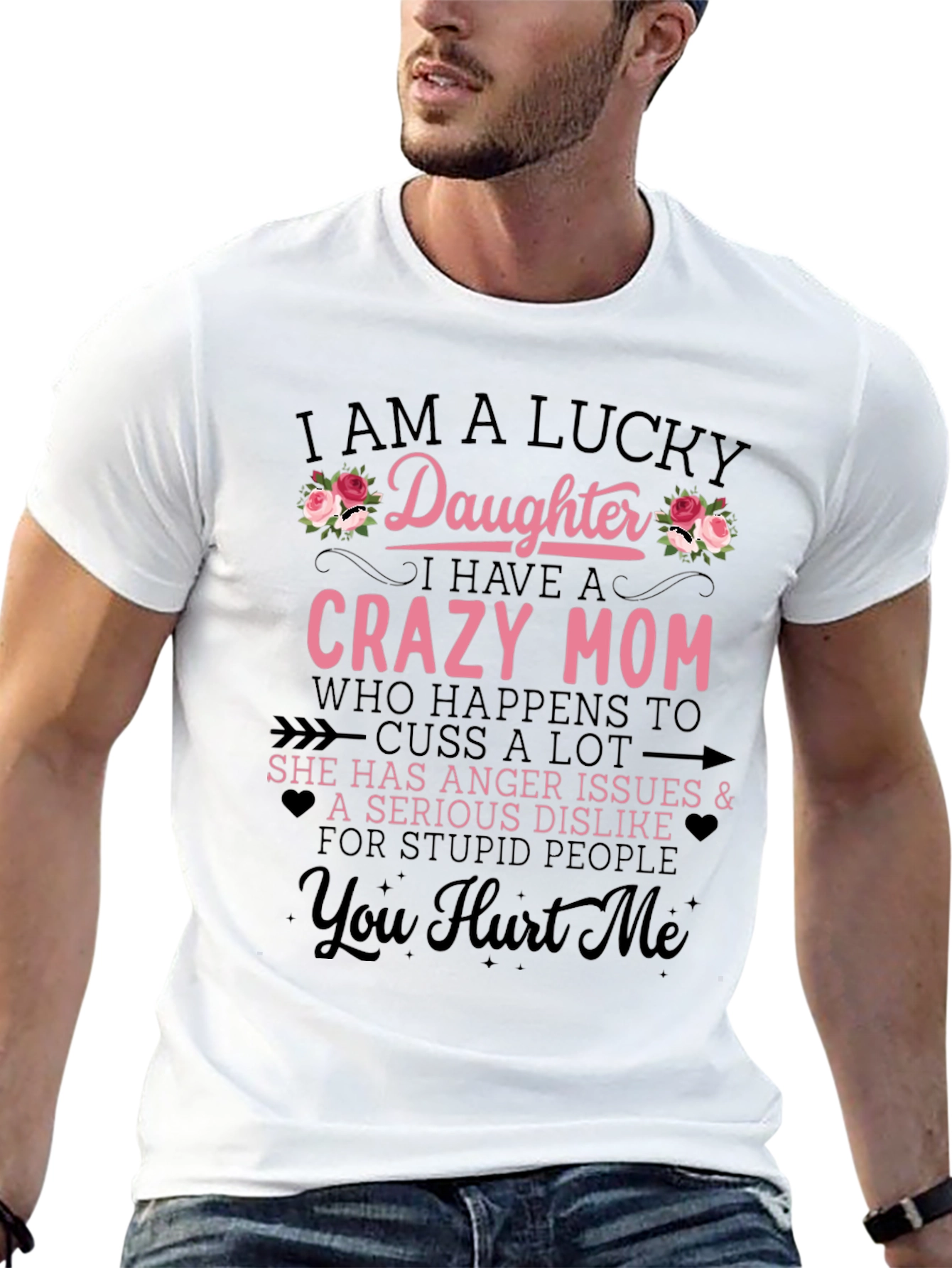 Lucky Daughter Crazy Mom Graphic Tee