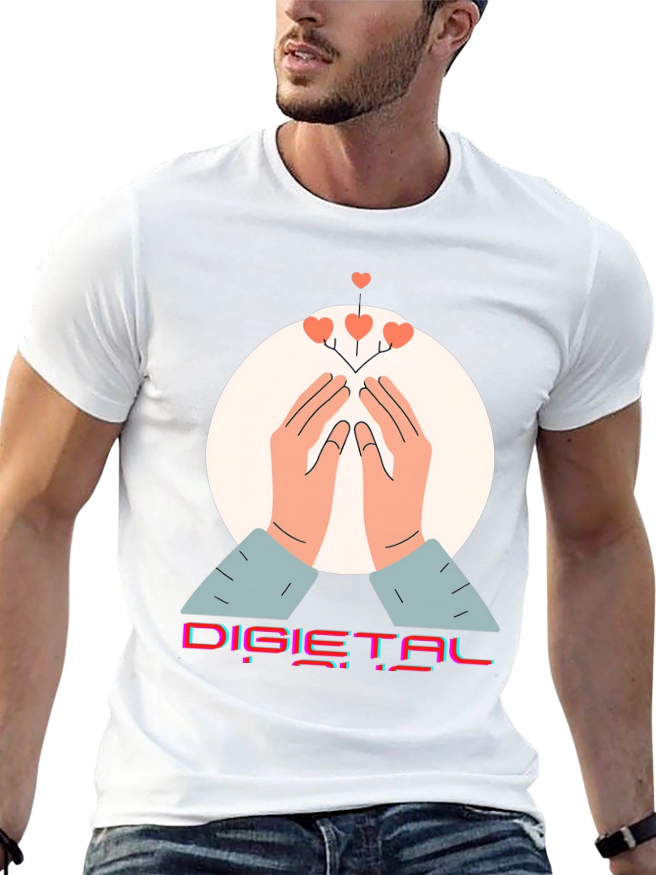 Digital Hearts Graphic Tee - Modern Comfort