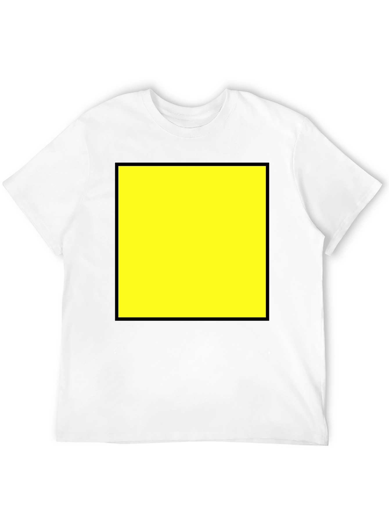 Bold Graphic Tee - Yellow Square Design Black Cotton