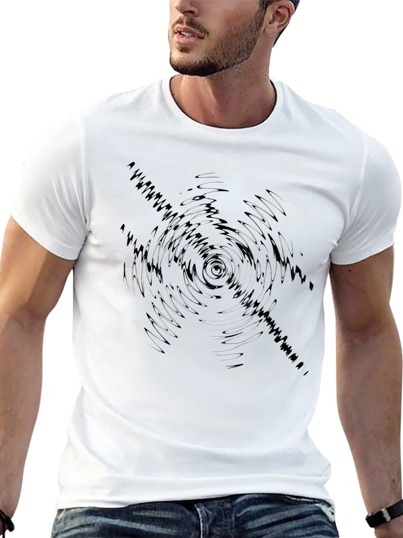 Abstract Ripple Graphic Black T-Shirt