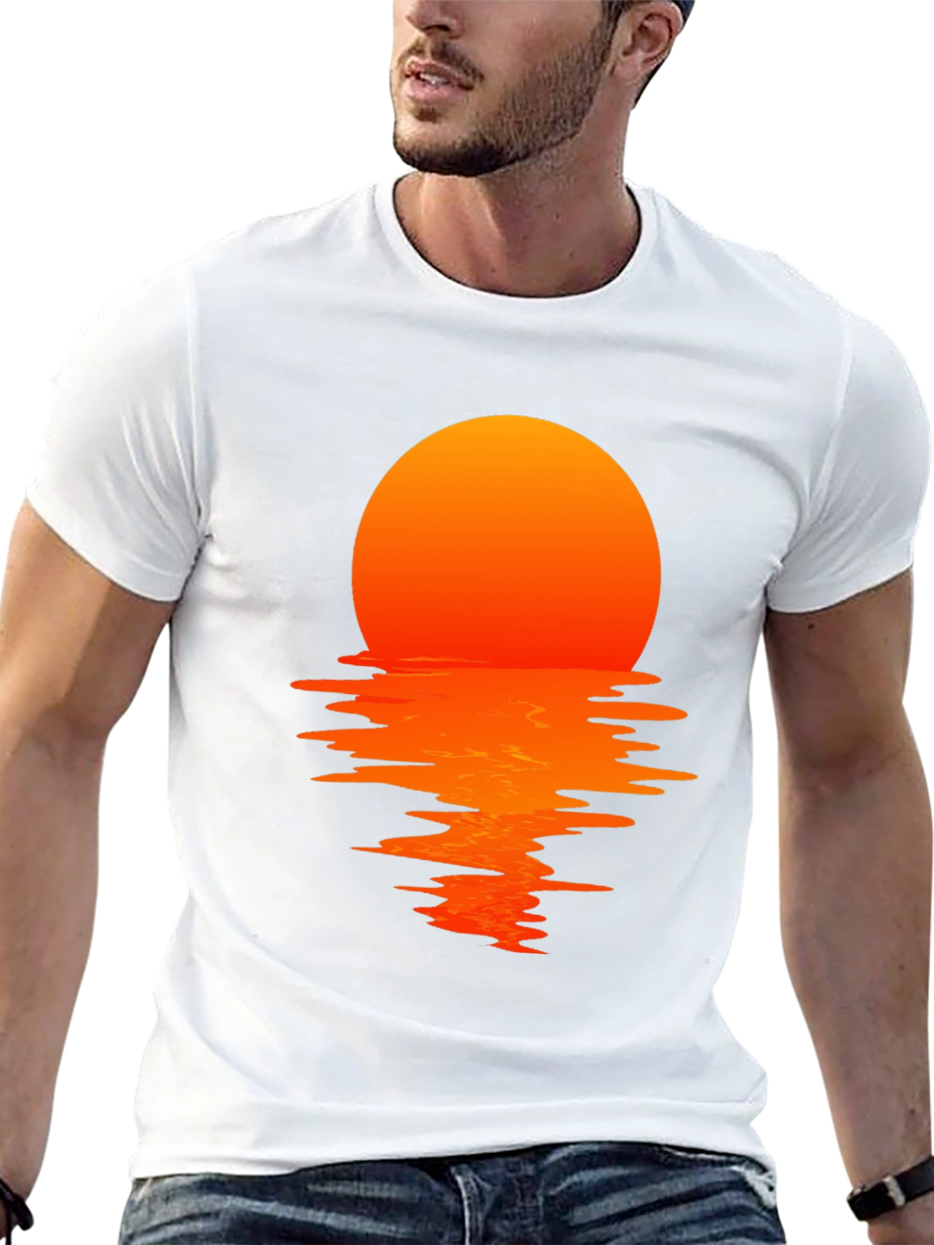 Sunset Reflection Graphic Tee - Stylish Mens T-Shirt