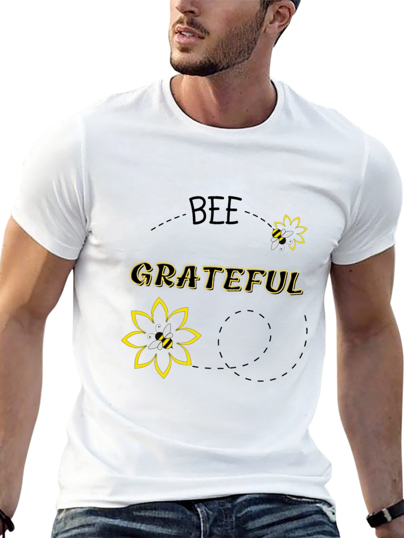 Bee Grateful Black Graphic T-Shirt