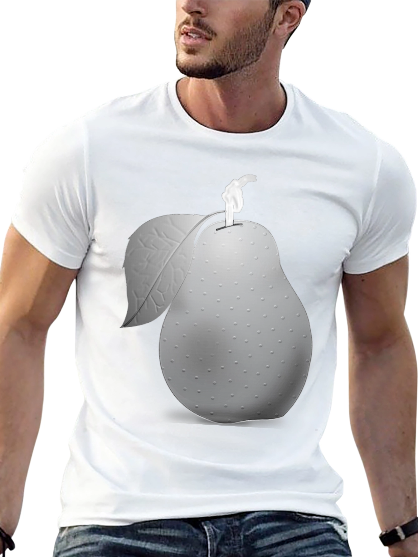 Unique Pear Graphic Black T-Shirt
