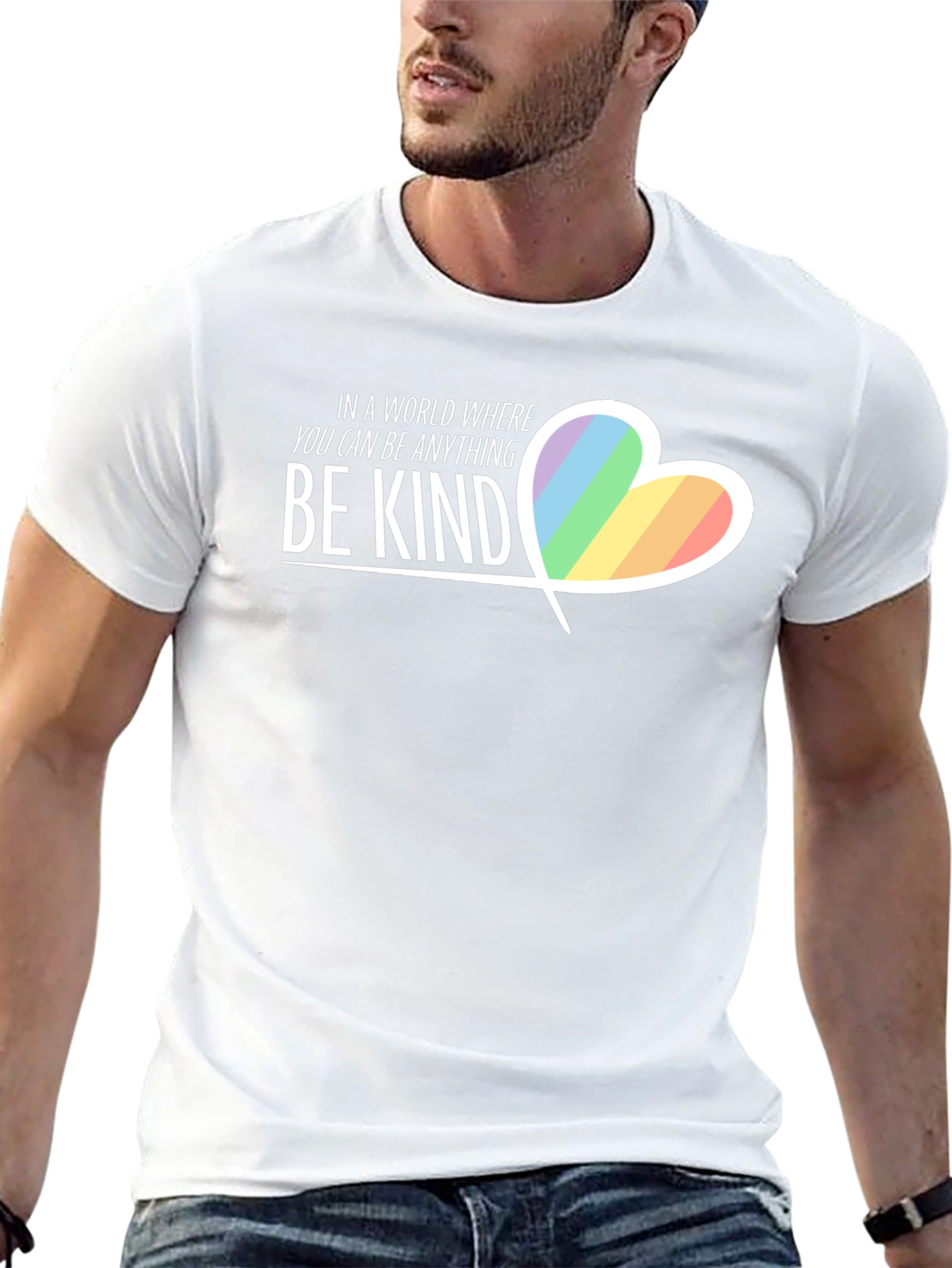 Be Kind Rainbow Heart Graphic T-Shirt