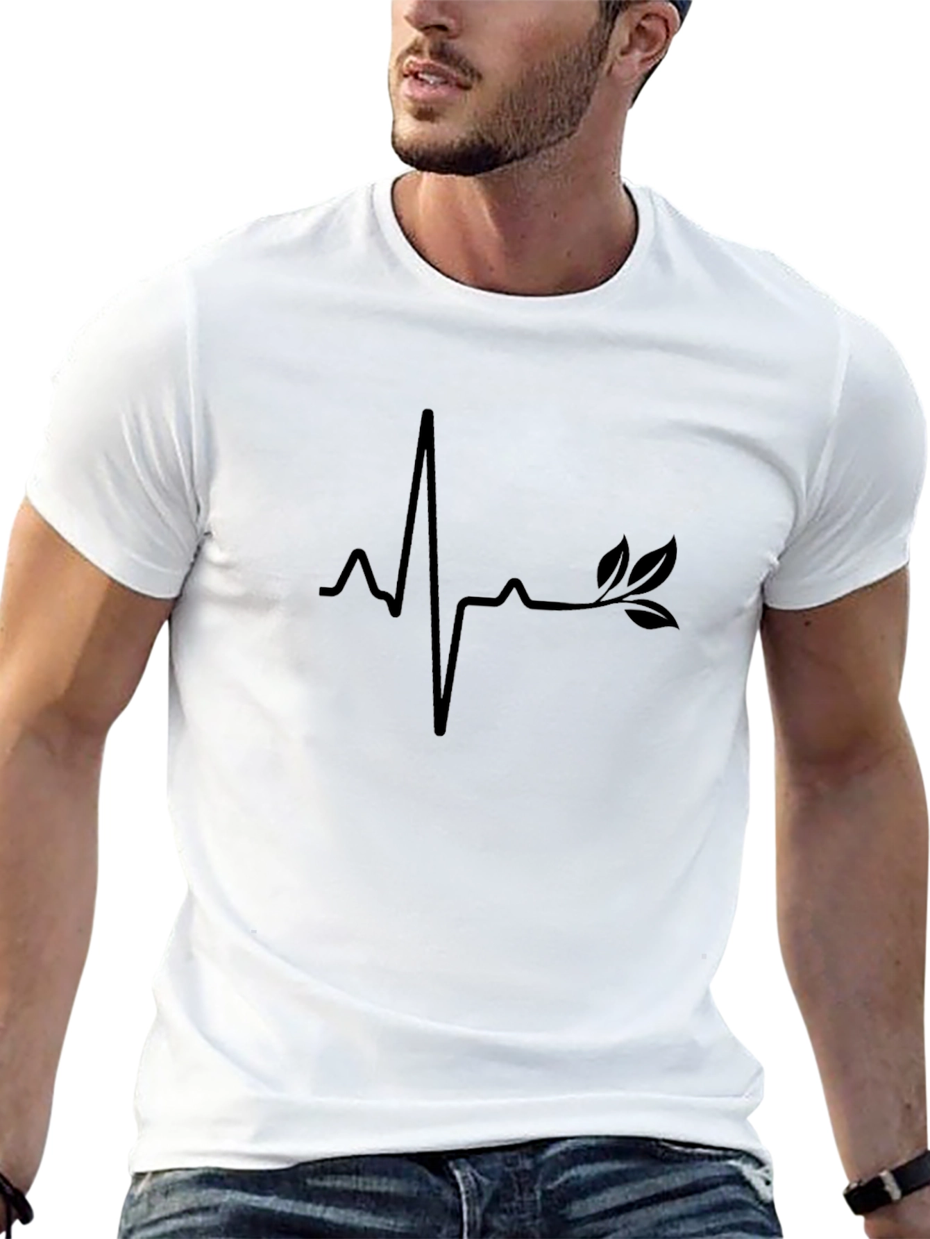 Nature Heartbeat Tee - Stylish Black T-Shirt