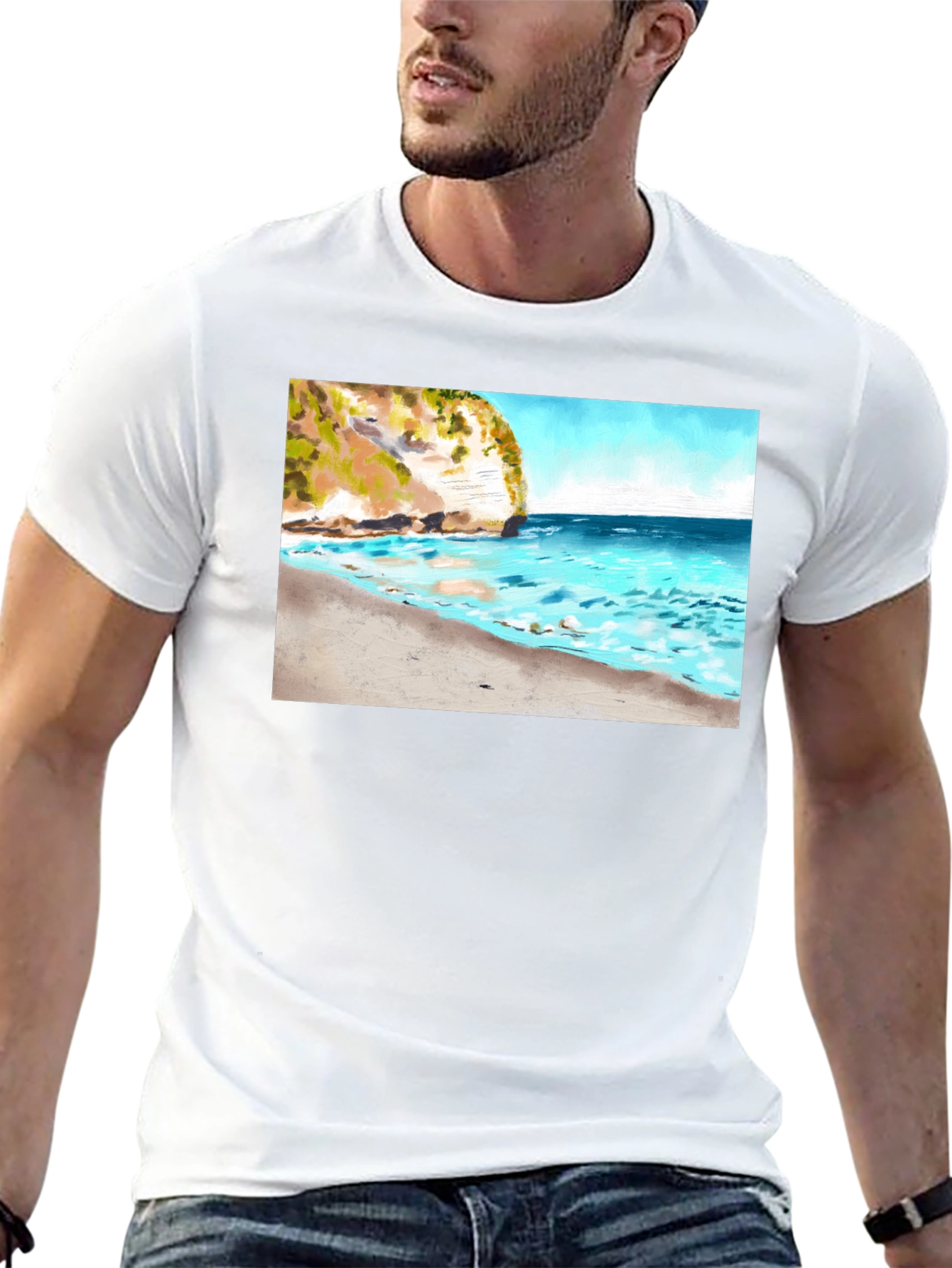 Beach Cliff T-Shirt - Scenic Ocean View Tee