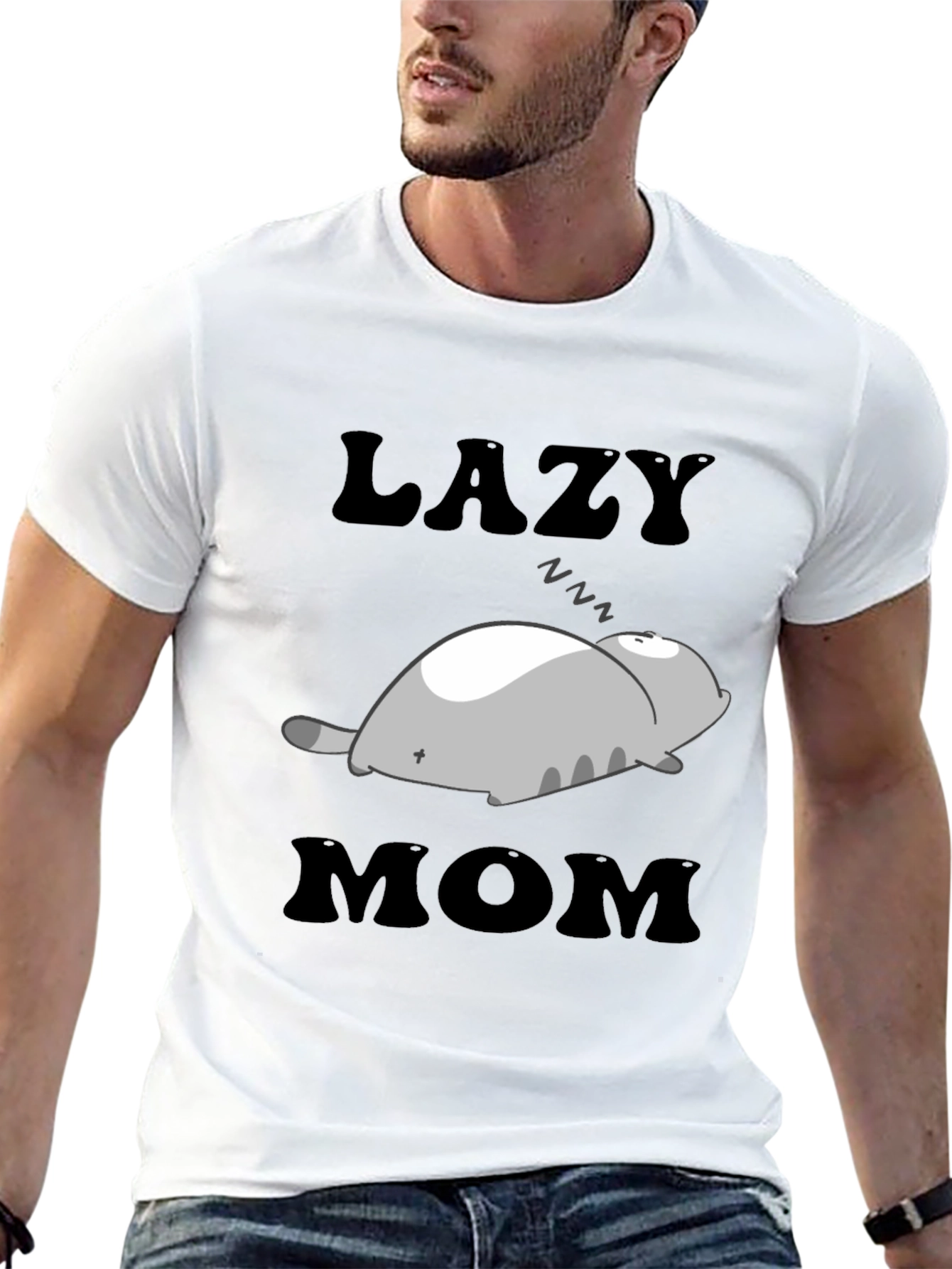 Lazy Mom Cat T-Shirt - Womens Relaxed Fit