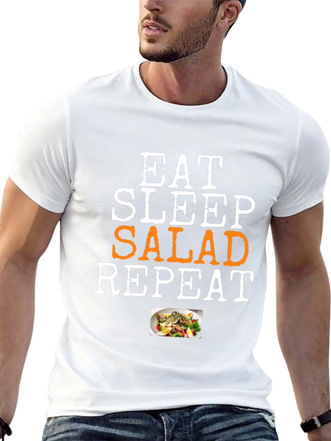 Eat Sleep Salad Repeat T-Shirt - Funny Foodie Tee