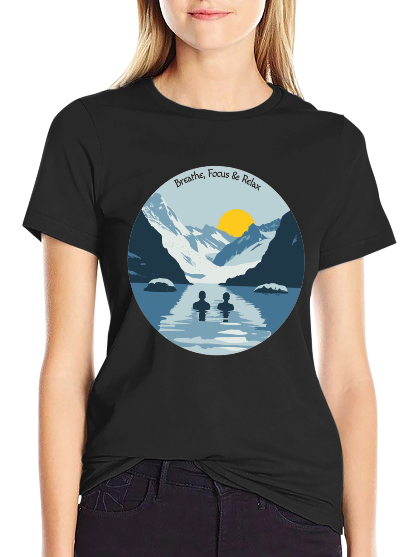 Breathe Focus Relax Graphic Tee - Black