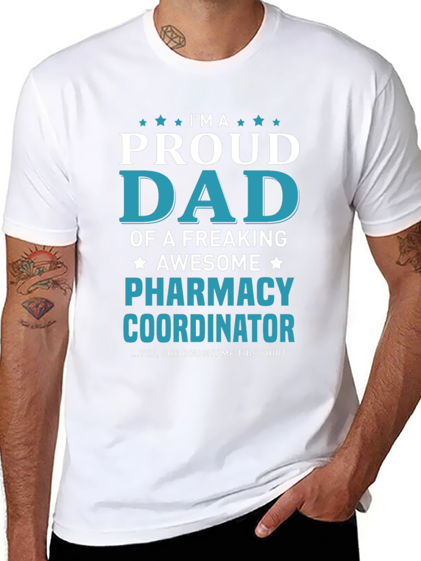 Proud Dad Pharmacy Coordinator T-Shirt | Funny Pharmacist Dad Tee | Medical Worker Gift Shirt | Healthcare Graphic Tee | Free Shipping $50+