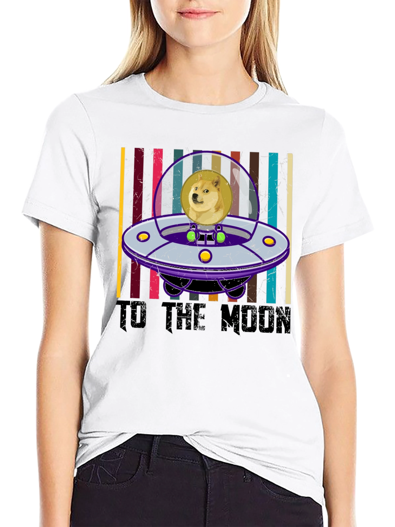 Doge to the Moon T-Shirt Crypto Black Cotton Tee