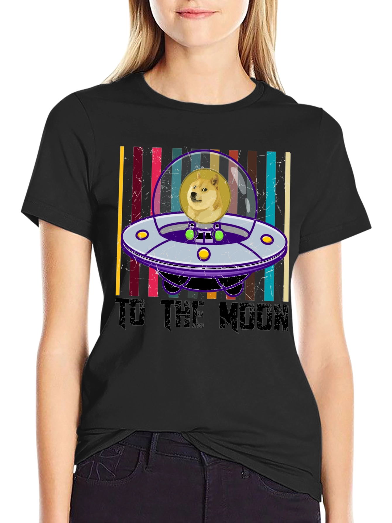 Doge to the Moon T-Shirt Crypto Black Cotton Tee