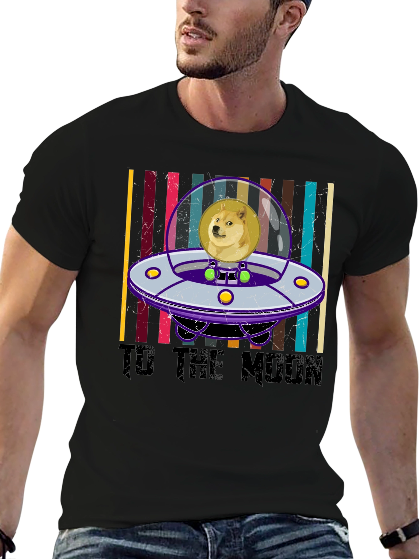 Doge to the Moon T-Shirt Crypto Black Cotton Tee