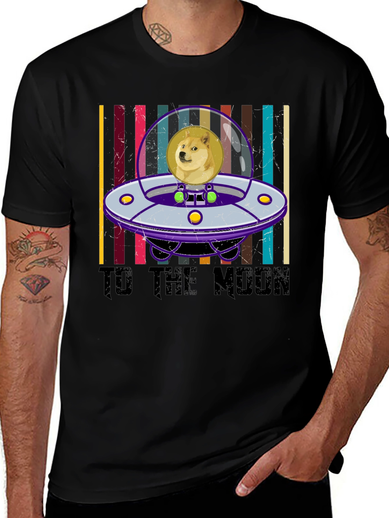 Doge to the Moon T-Shirt Crypto Black Cotton Tee